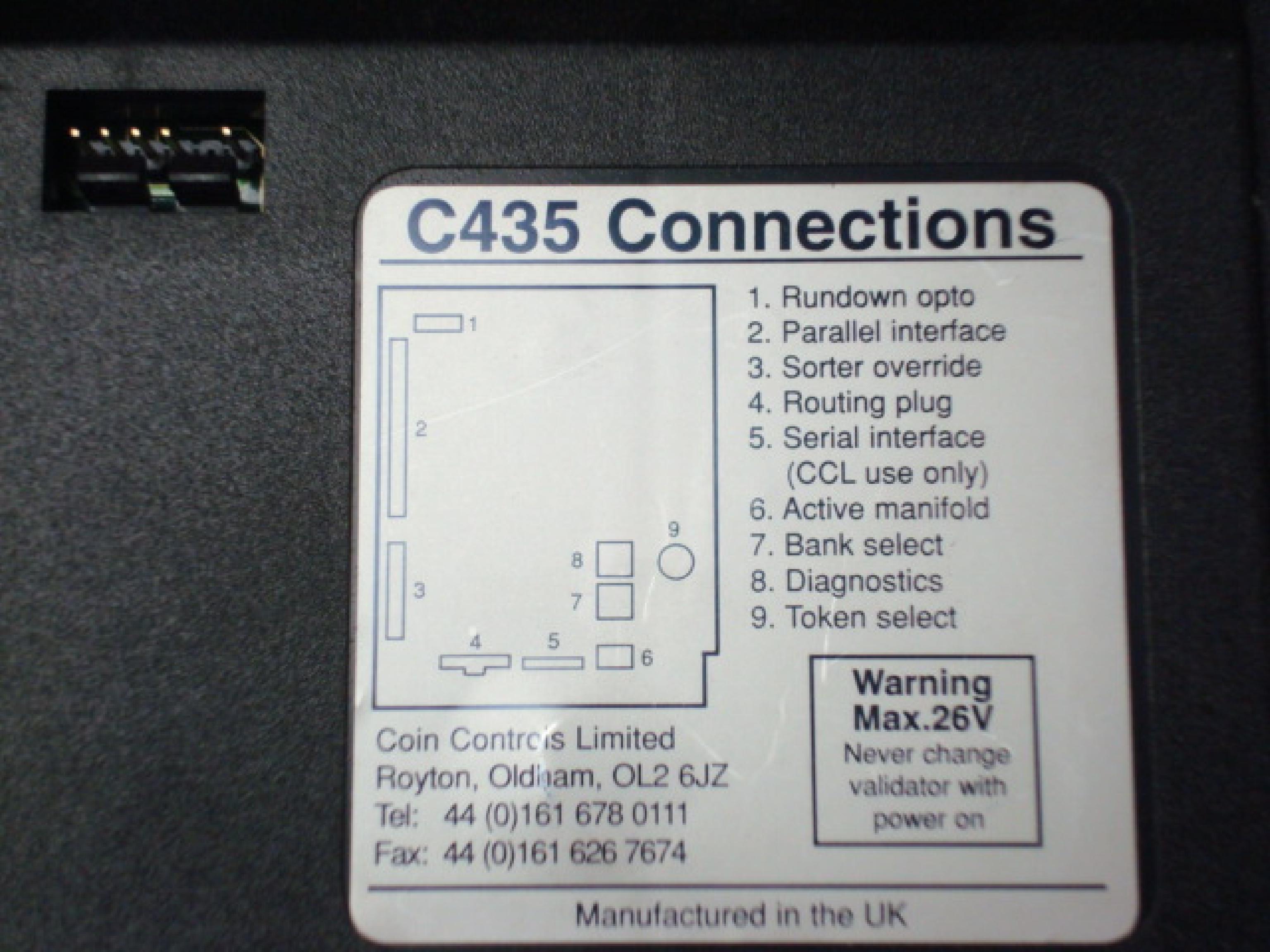 COIN CONTROLS LIMITED C430S COIN RECEIVER