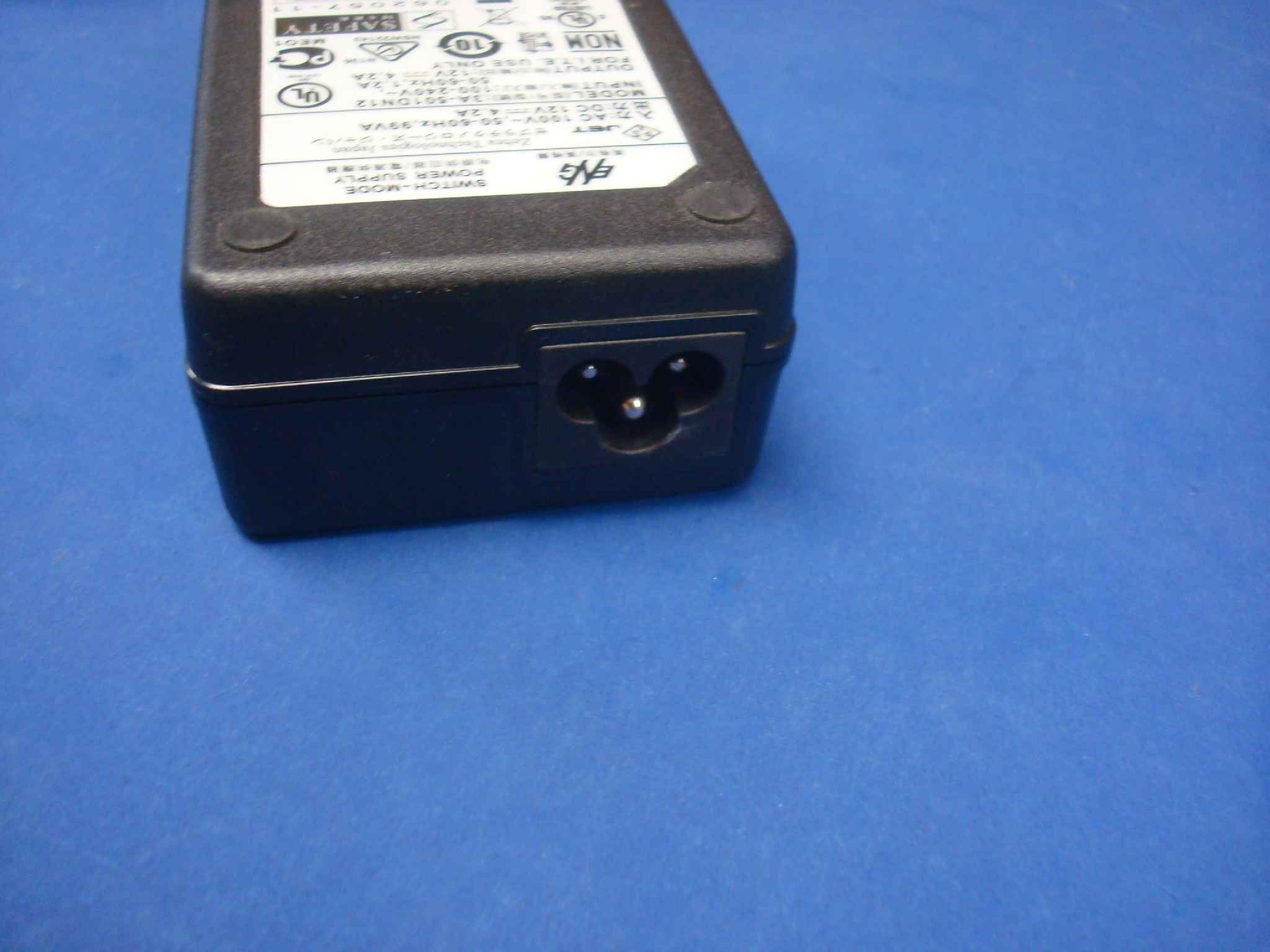 ZEBRA TECHNOLOGIES 3A-501DN12 CLONE AC ADAPTER POWER SUPPLY 12V 4.2A OD:5.5MM ID:2.5MM