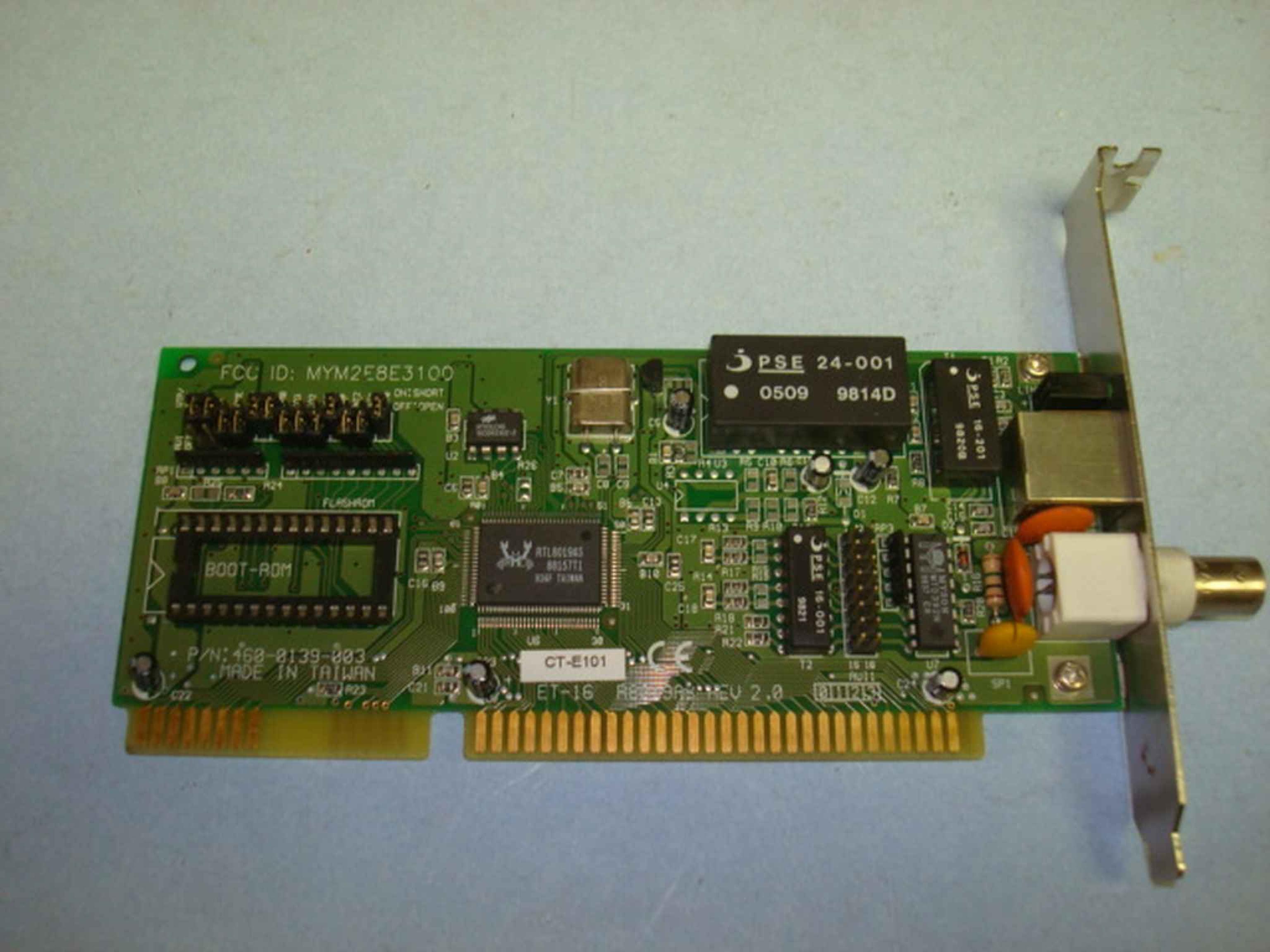 REALTEK 460-0139-003-CLONE 16 BIT ISA ETHERNET CARD RJ45 AND COAX BCN