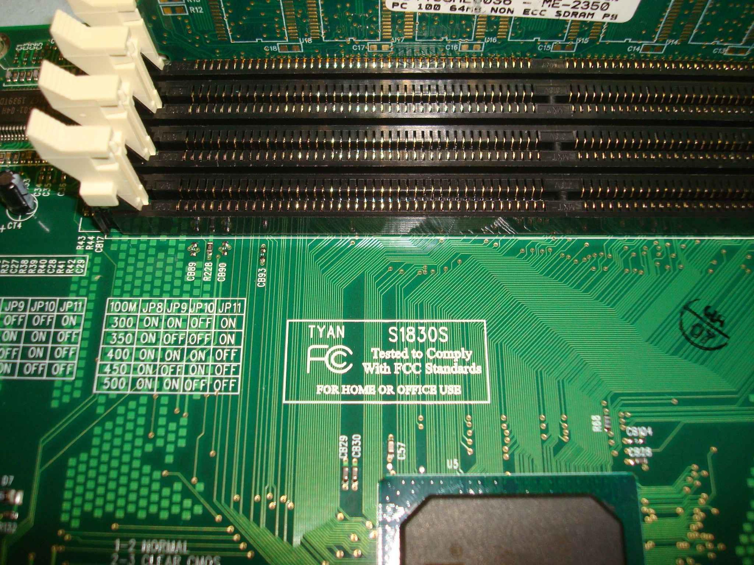 TYAN S1830S SYSTEM BOARD 4 ISA AND 3 PCI SLOTS