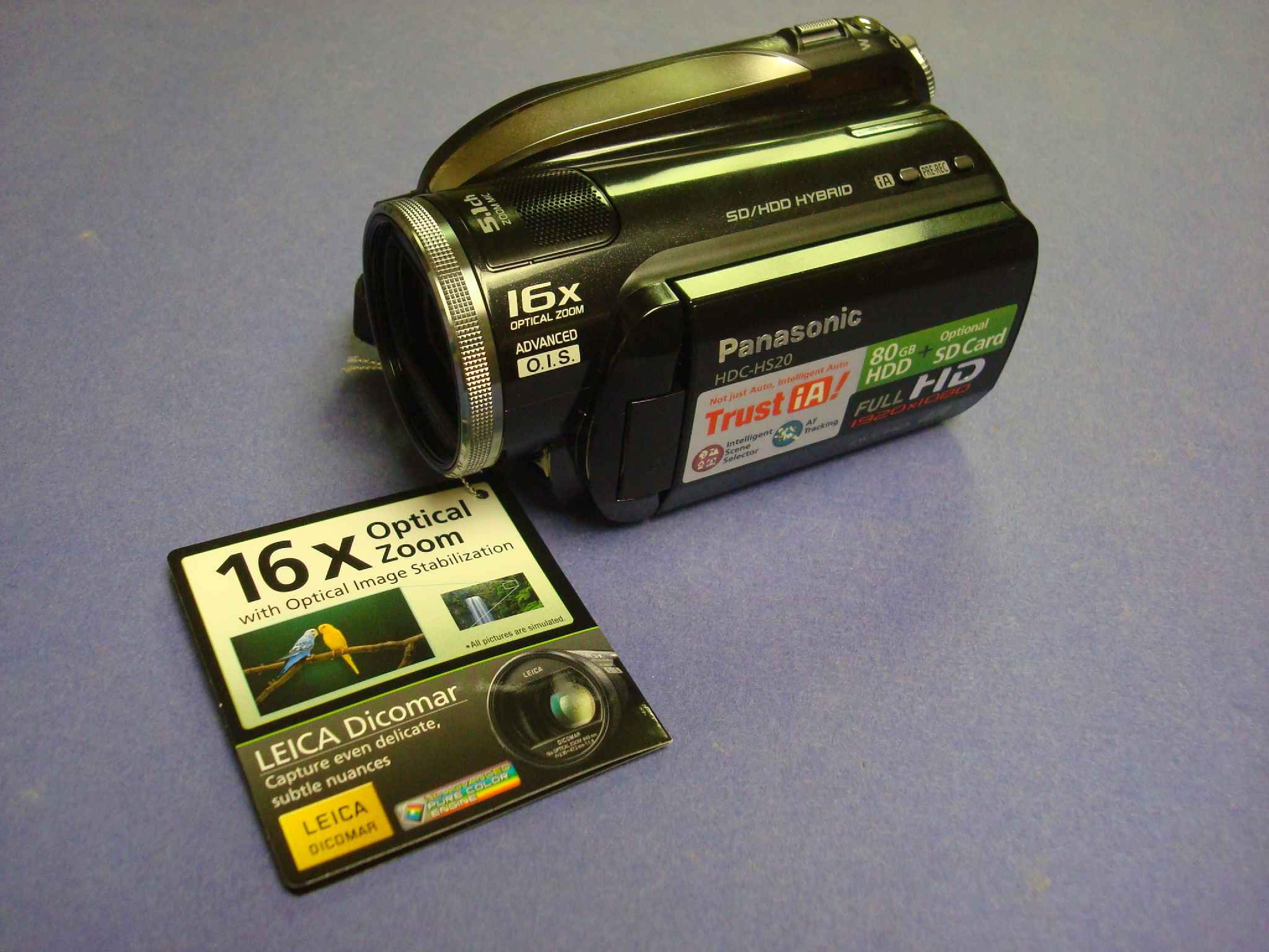 PANASONIC HDC-HS20P-K NEW OPEN BOX HD CAMCORDER 80GB DRIVE PLUS SD SLOT