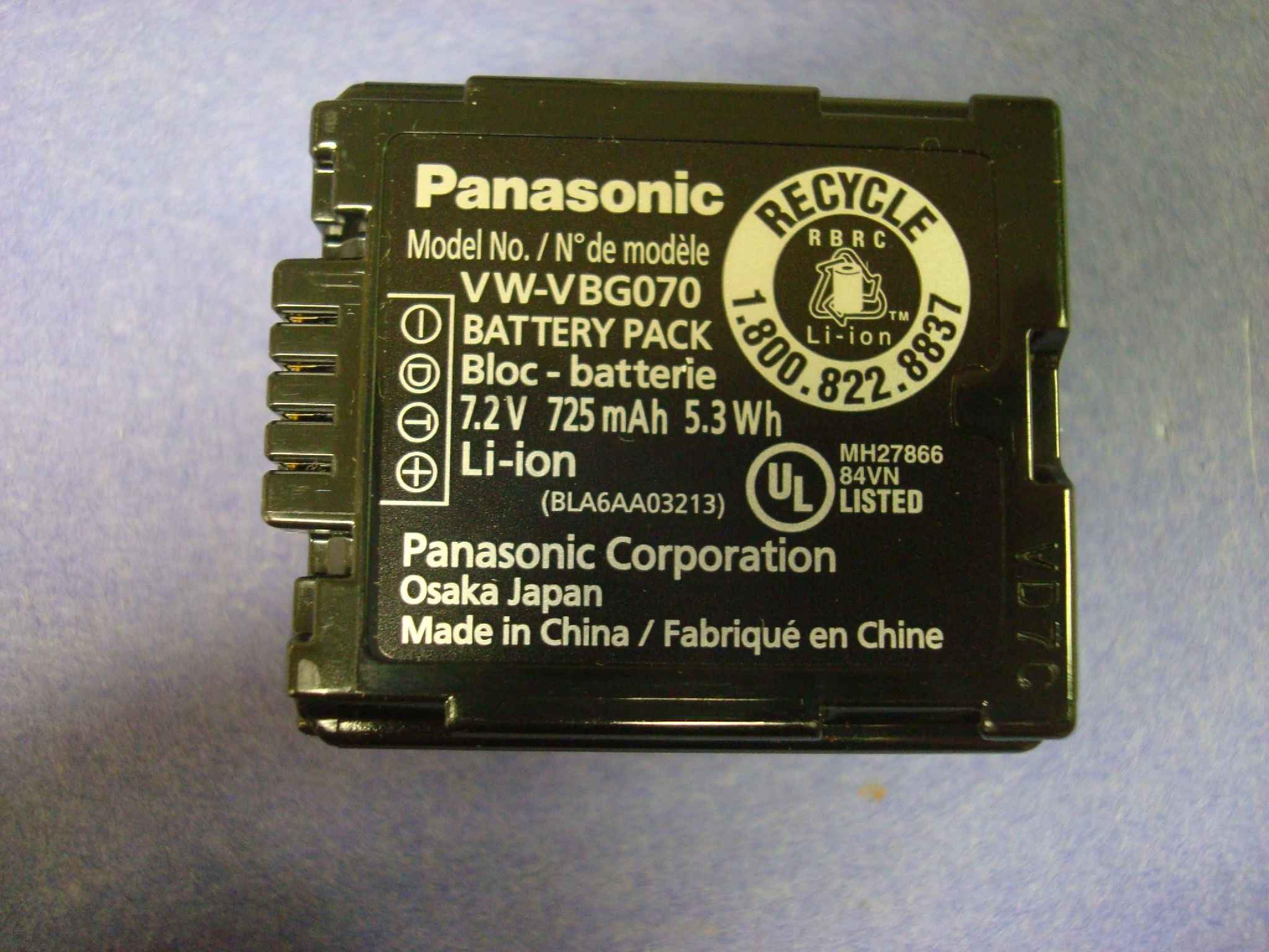 PANASONIC BLA6AA03213 BATTERY PACK 7.2V 525 MAH 5.3W LI-ION