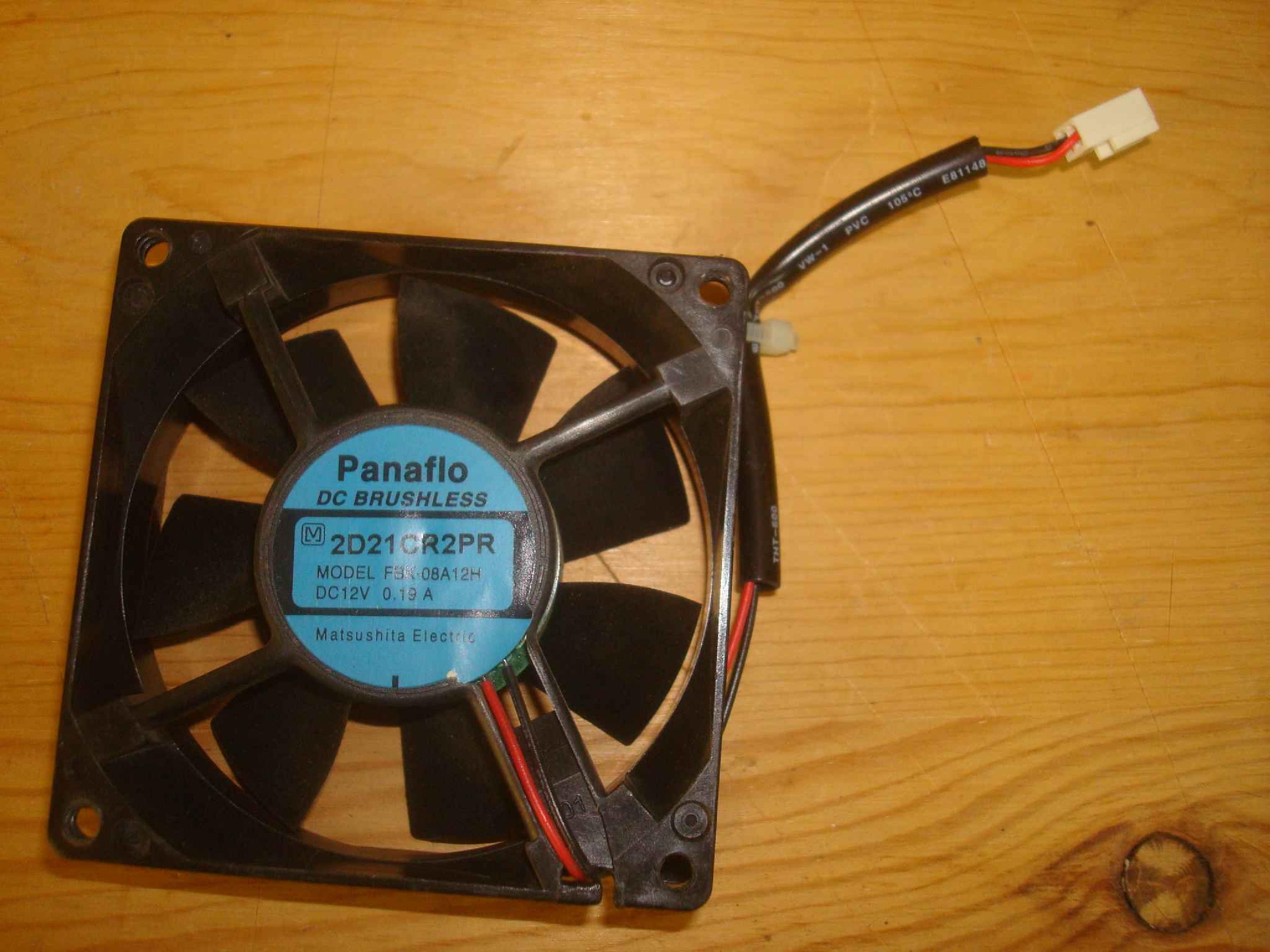 PANAFLO 2D21CR2PR FAN 12VDC .19A 5INCH 2WIRE CABLE WITH 2PIN IDC CONNECTOR 80MM BY 25MM