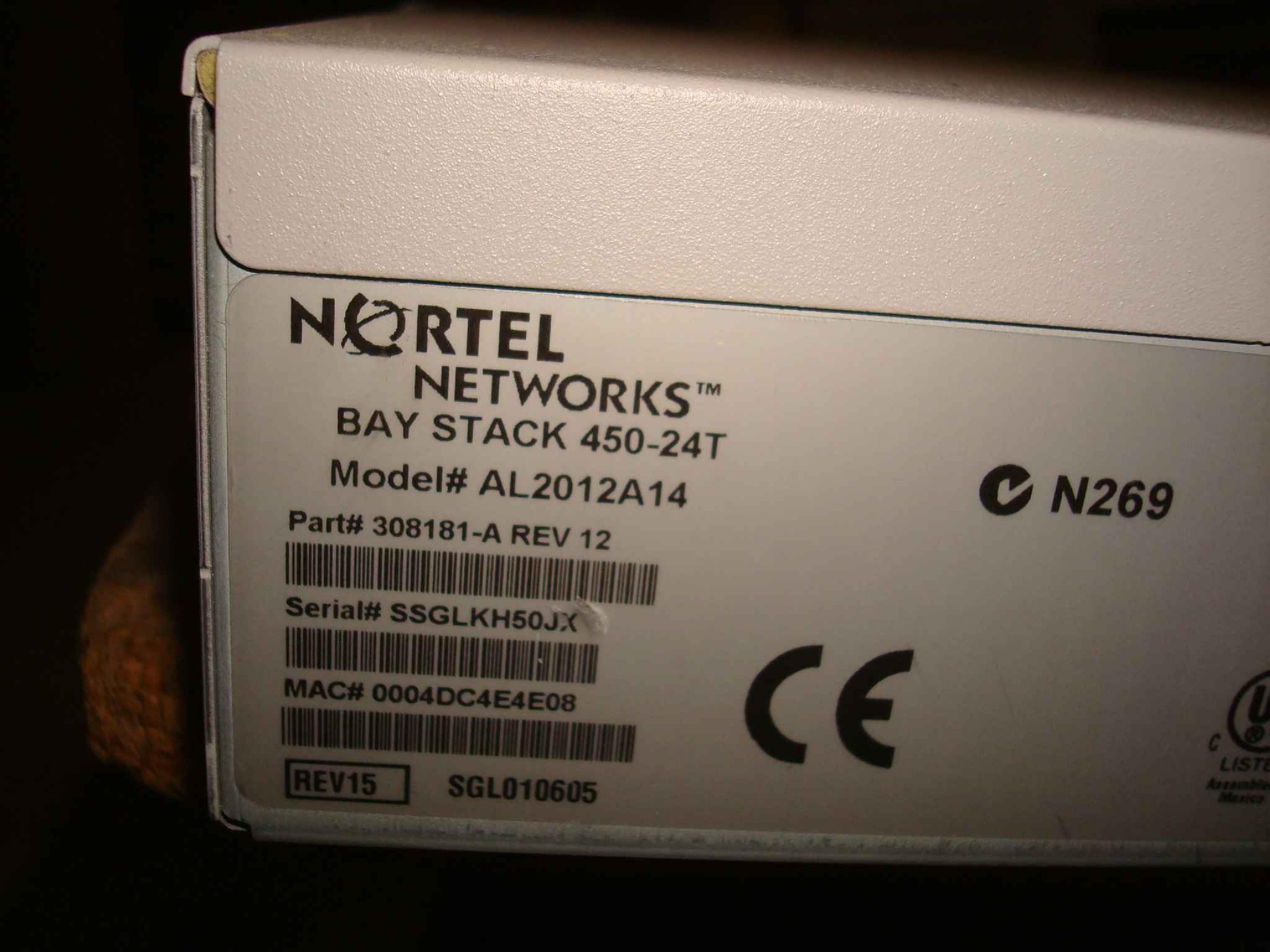 BAY NETWORKS / NORTEL AL2012A14 BAYSTACK 450-24T WITH 400-ST1 CASCADE MODULE