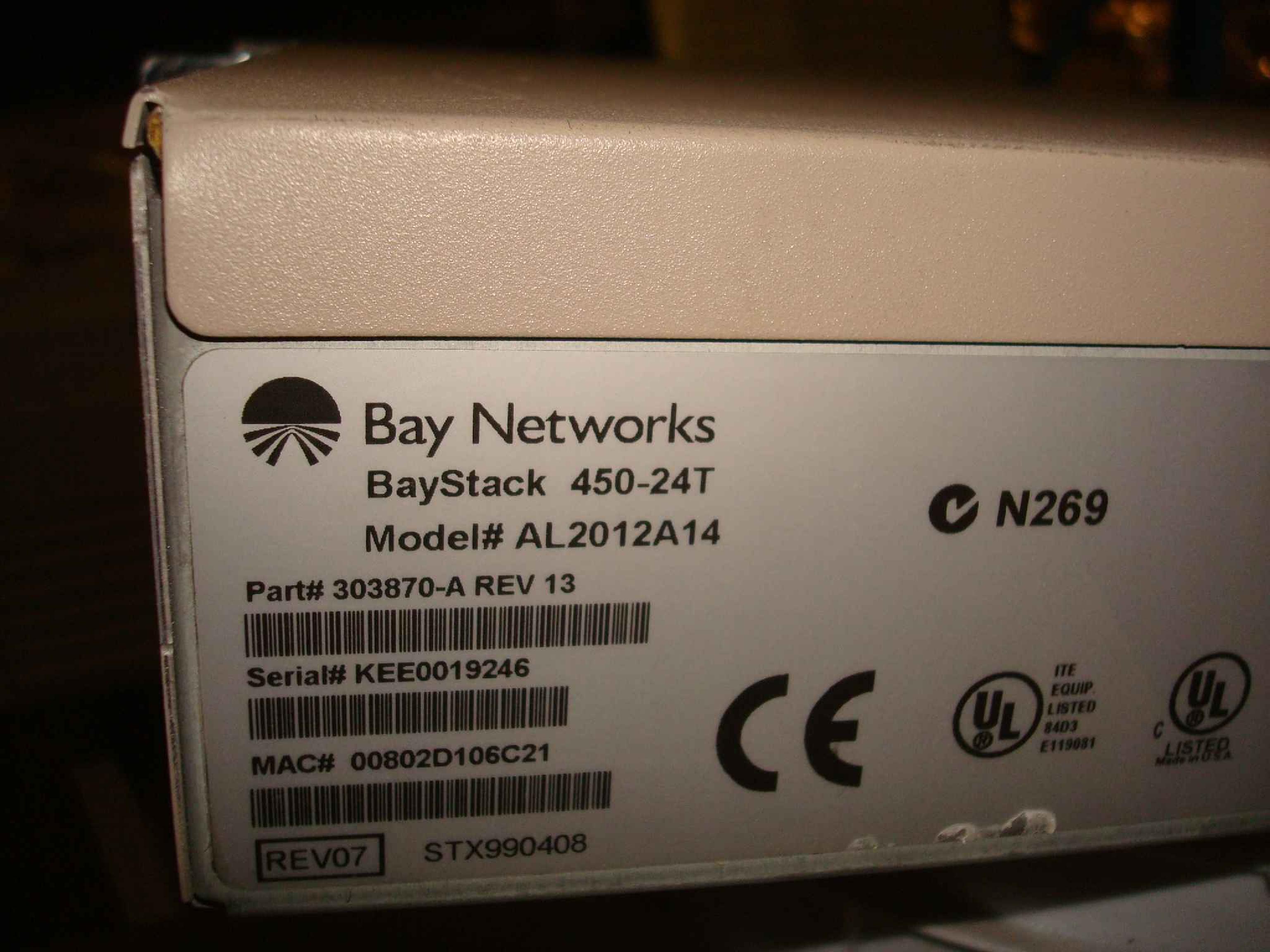 BAY NETWORKS / NORTEL AL2012A14 BAYSTACK 450-24T WITH 400-ST1 CASCADE MODULE