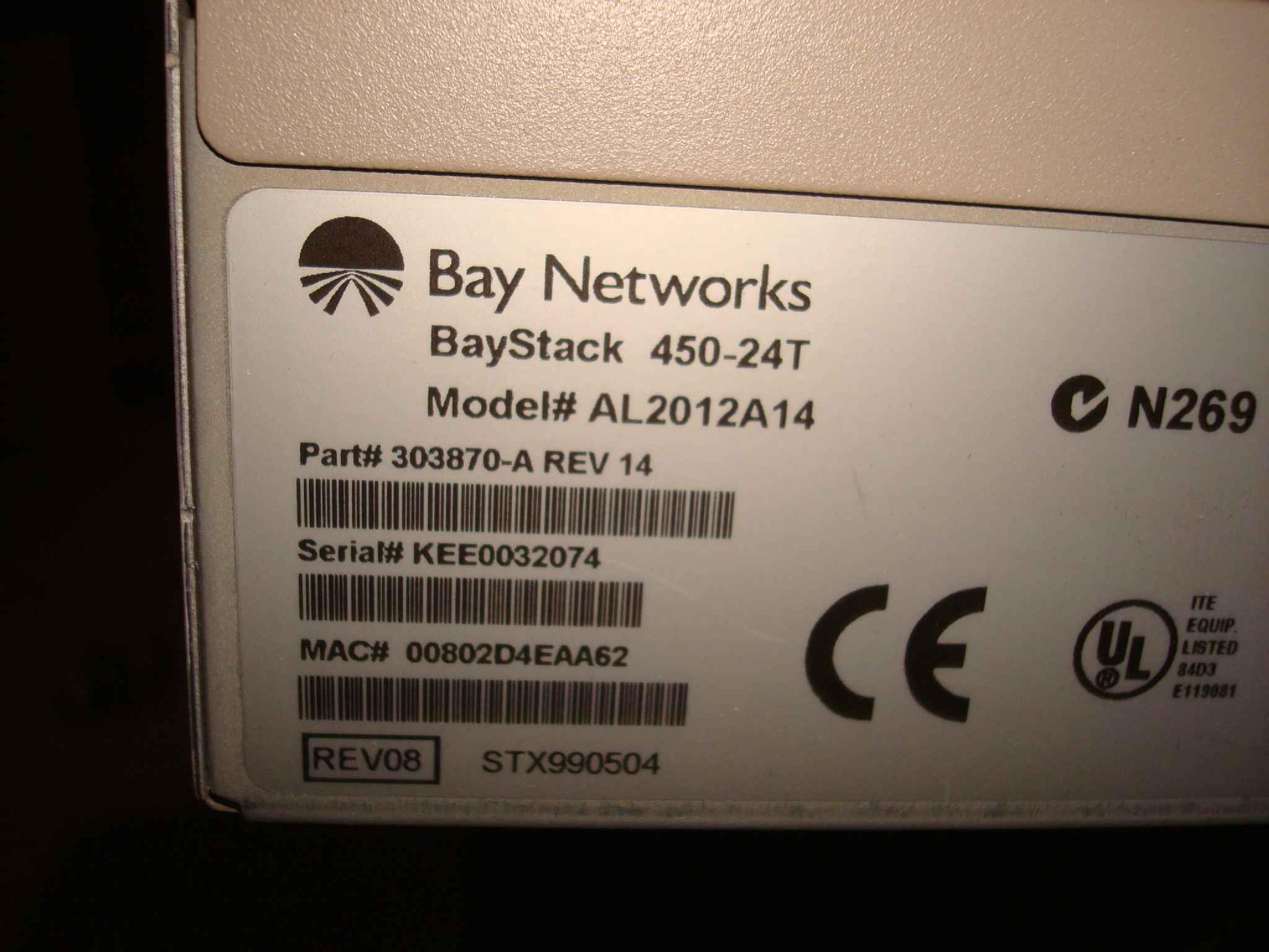 BAY NETWORKS / NORTEL AL2012A14 BAYSTACK 450-24T WITH 400-ST1 CASCADE MODULE