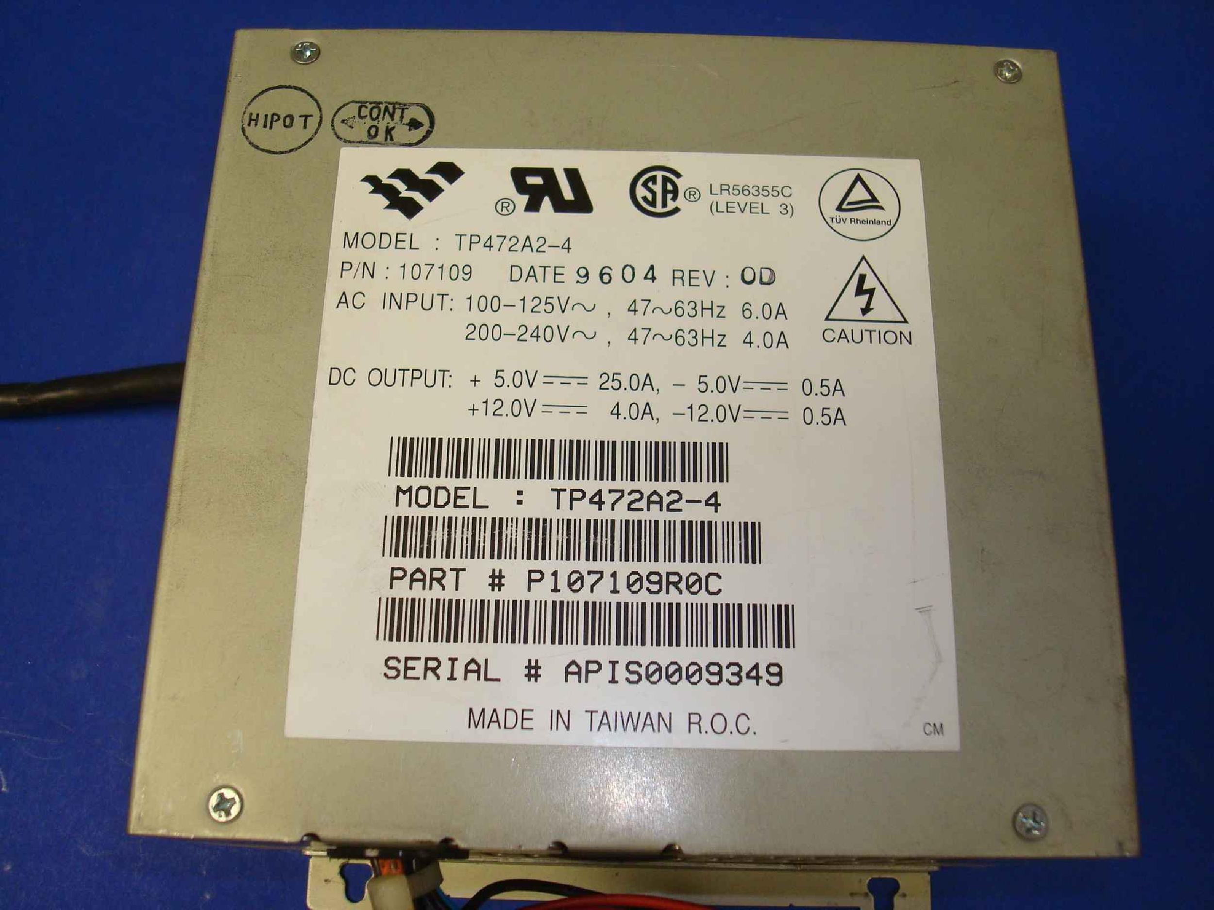 BAY NETWORKS NORTEL TP472A2-4 AT POWER SUPPLY PULLED FROM ACCESS STACK NODE WITH P6 P7 P8 BLACK REMOTE CABLE