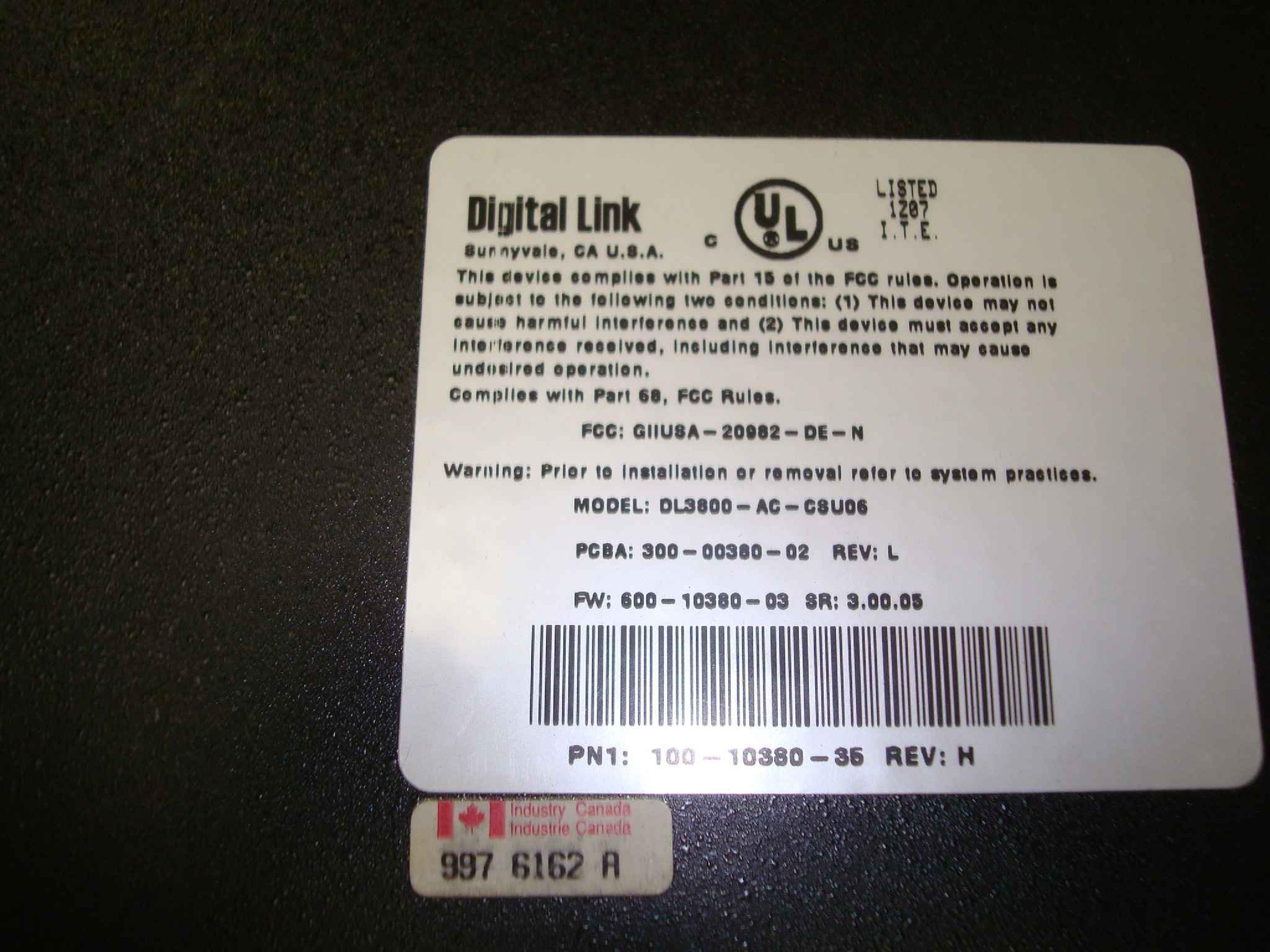 DIGITAL LINK DL3800/CSU DIGITAL T1 INVERSE MULTIPLEXER