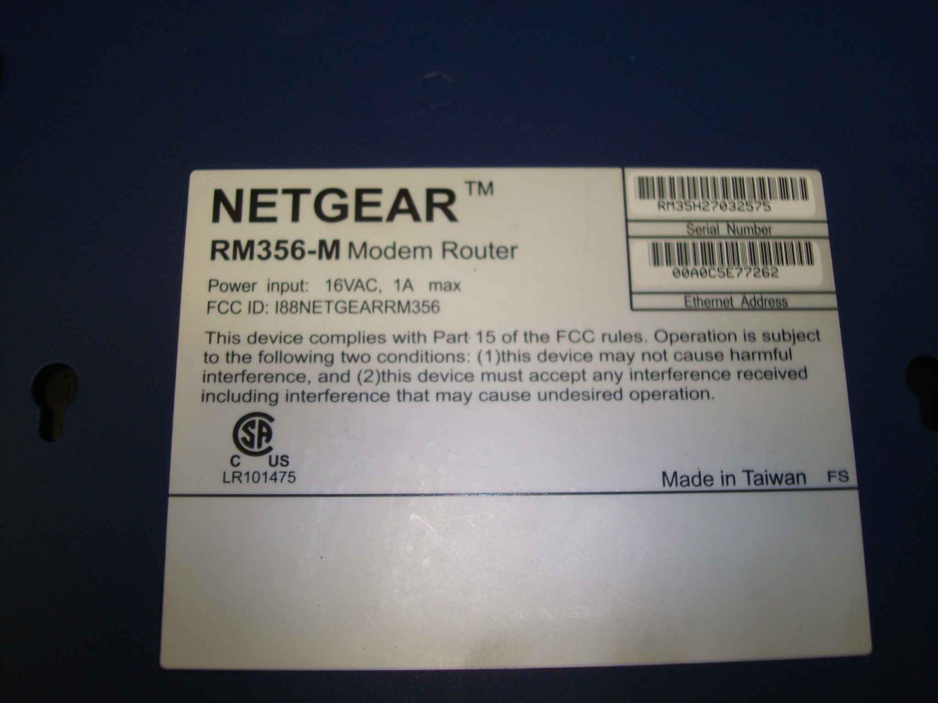 NETGEAR RM356-M OPEN BOX MODEM ROUTER DIAL UP 56K