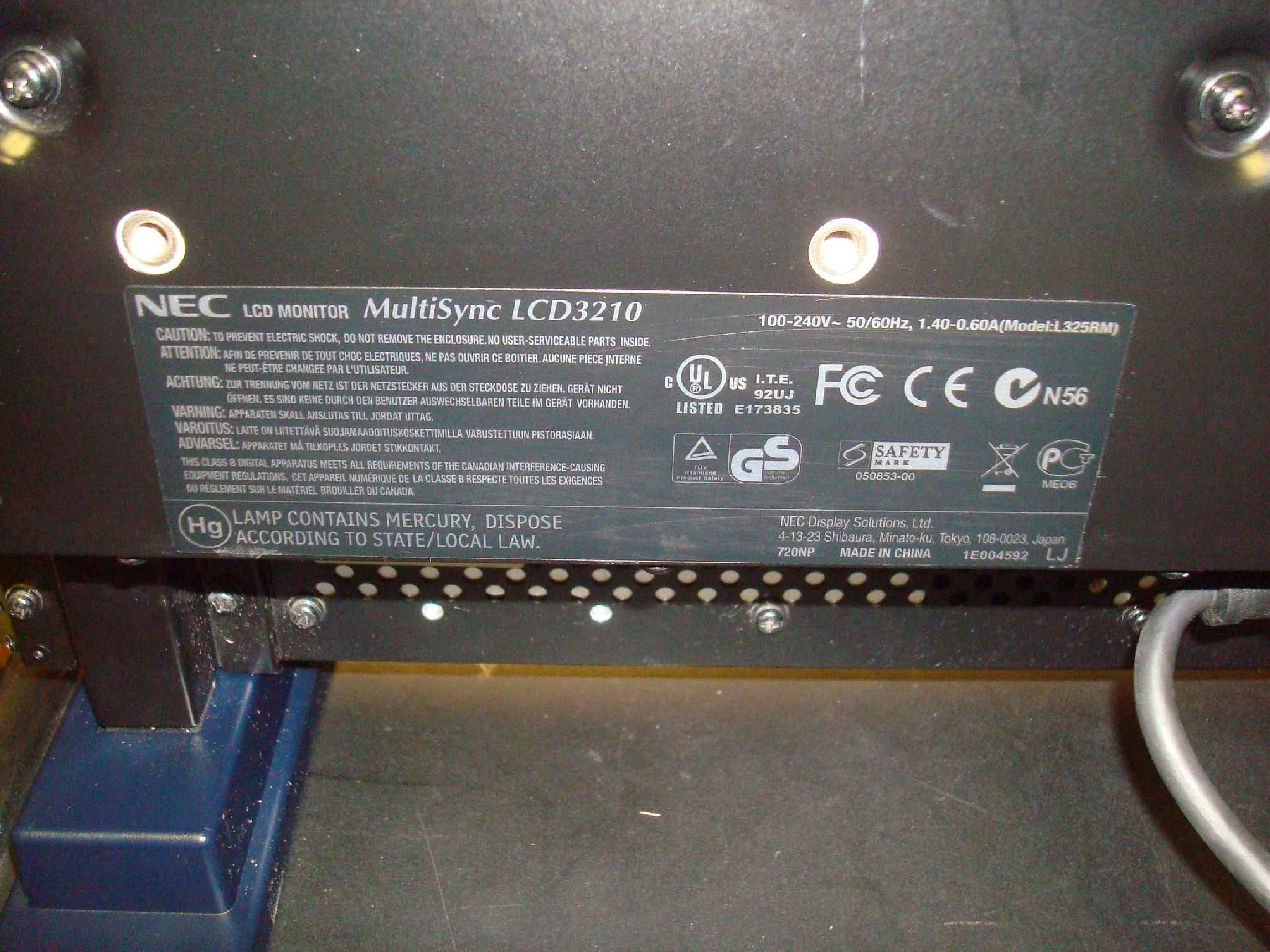 NEC LCD3210 32INCH LCD MONITOR INPUTS INCLUDE RGB1 RGB2 BNC DVD/HD SVIDEO