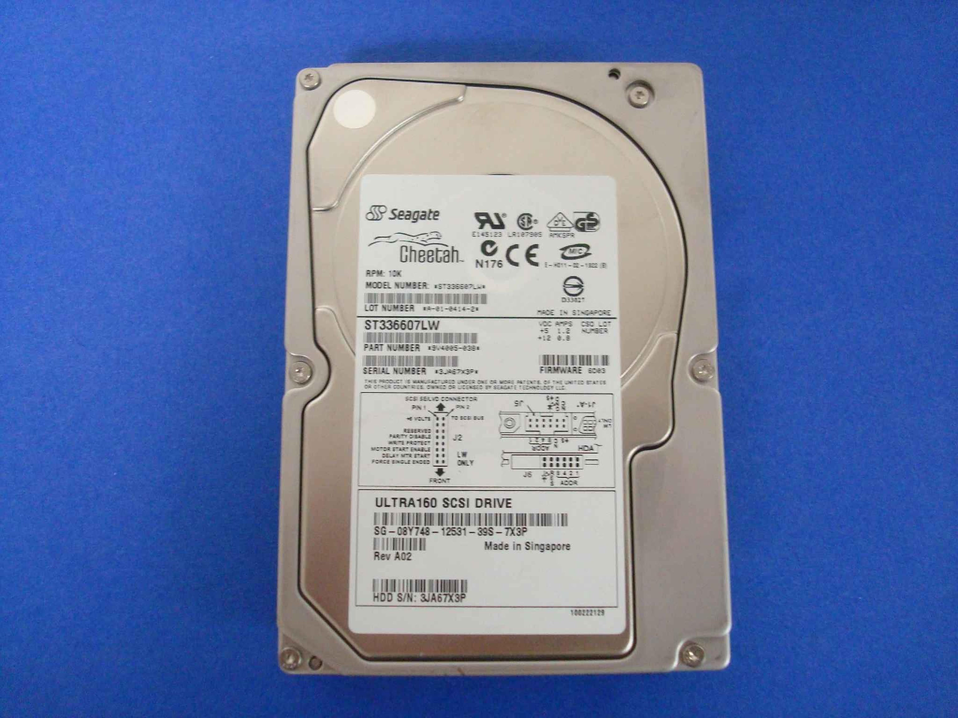 SEAGATE ST336607LW 36GB ULTRA 160 SCSI DRIVE, FIRMWARE 6D03