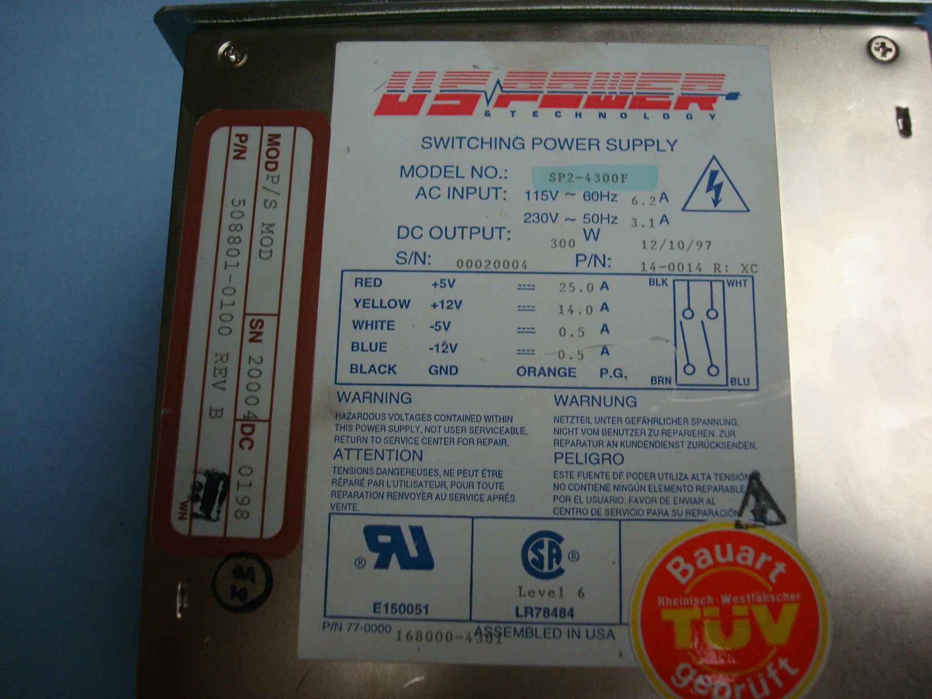 EMACS / ZIPPY / US POWER / CALIFORNIA PC PRODUCTS 508801-0100 300WATT POWER SUPPLY