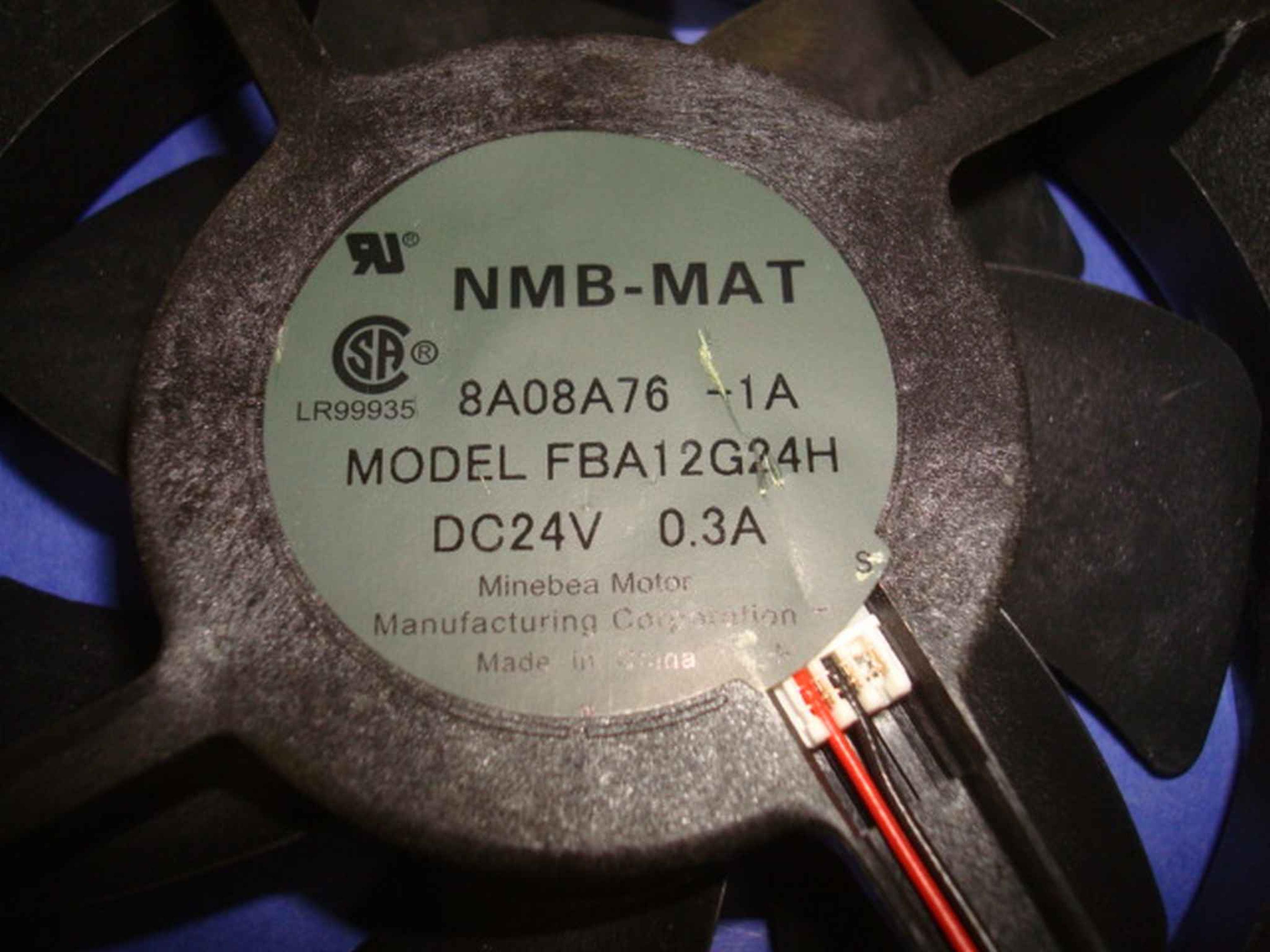 NMB-MAT 8A08A76-1A FAN DC 24V .3A 119MM BY 38MM 2WIRE 6INCH CABLE WITH 2PIN IDC CONNECTOR