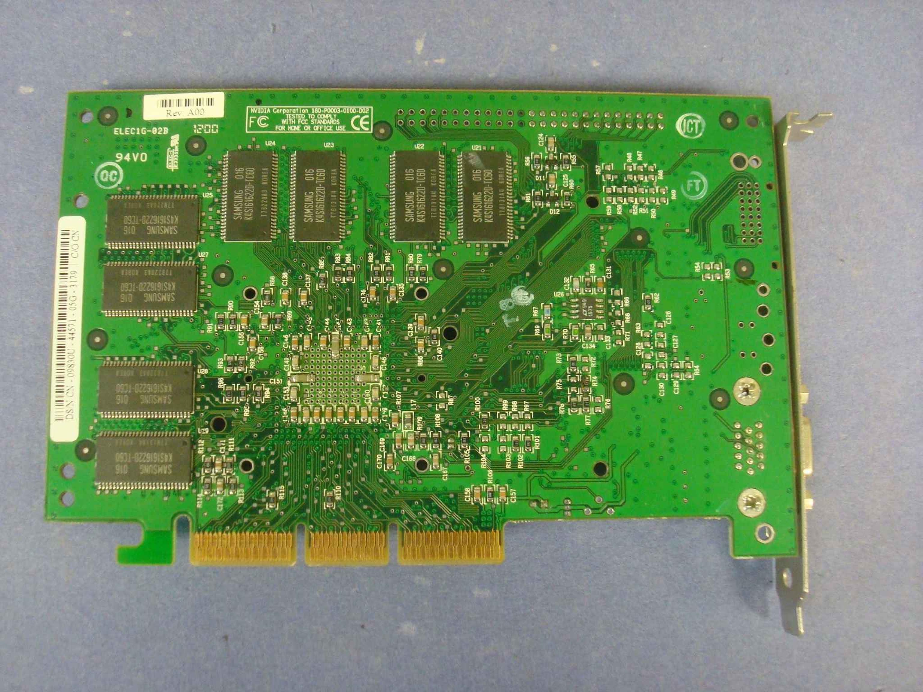 NVIDIA 180-P0003-0100-D02 GEFORCE VIDEO CARD AGP VGA 180-P0003-0100-D02