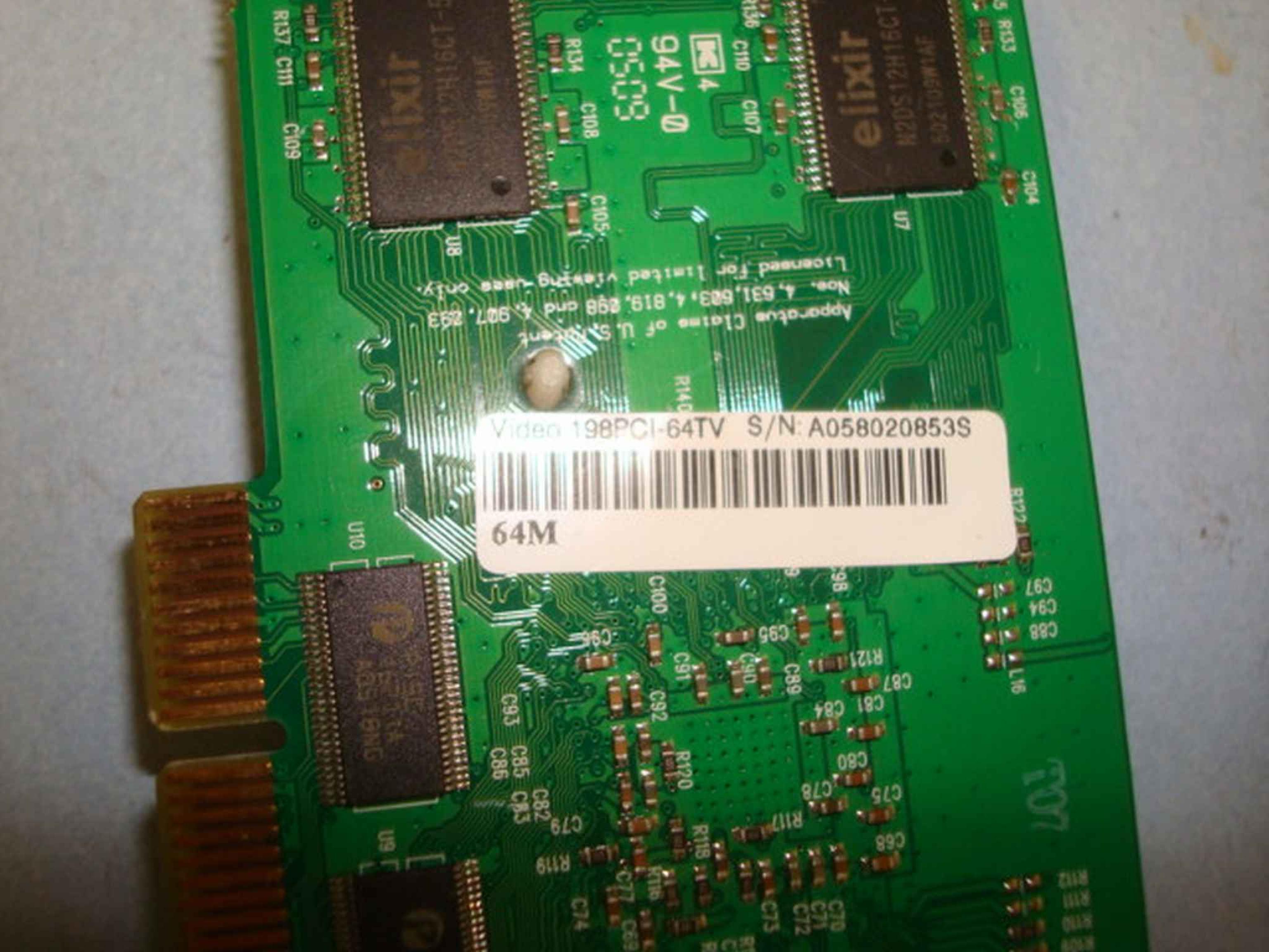 JATON 198PCI-64TV 64MB PCI VGA SVIDEO NTSC RCA GFORCE