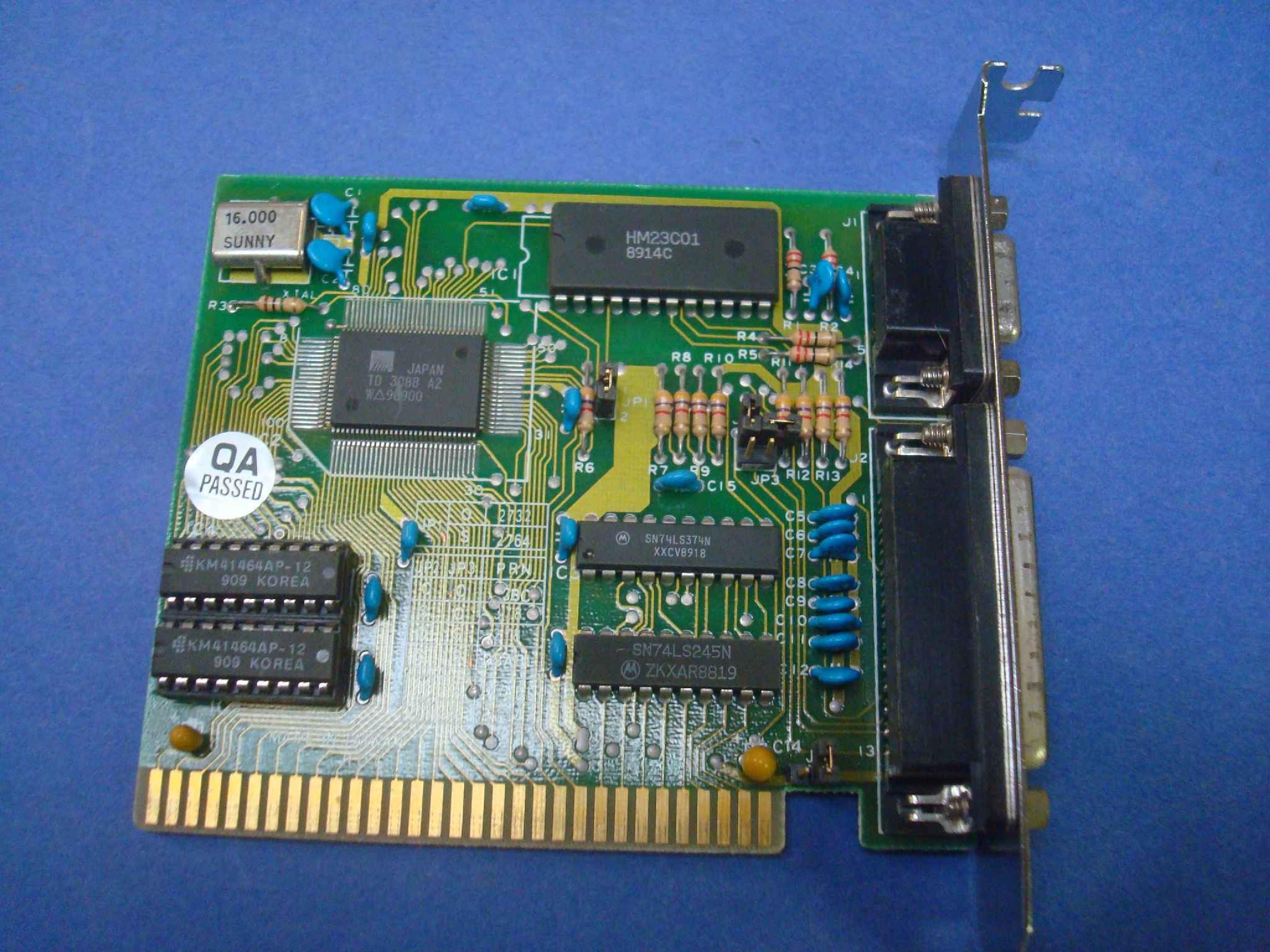 ROC 3088-A2 8BIT ISA DB9 MONOCHROME TTL CARD WITH PARALLEL PRINTER PORT DB25