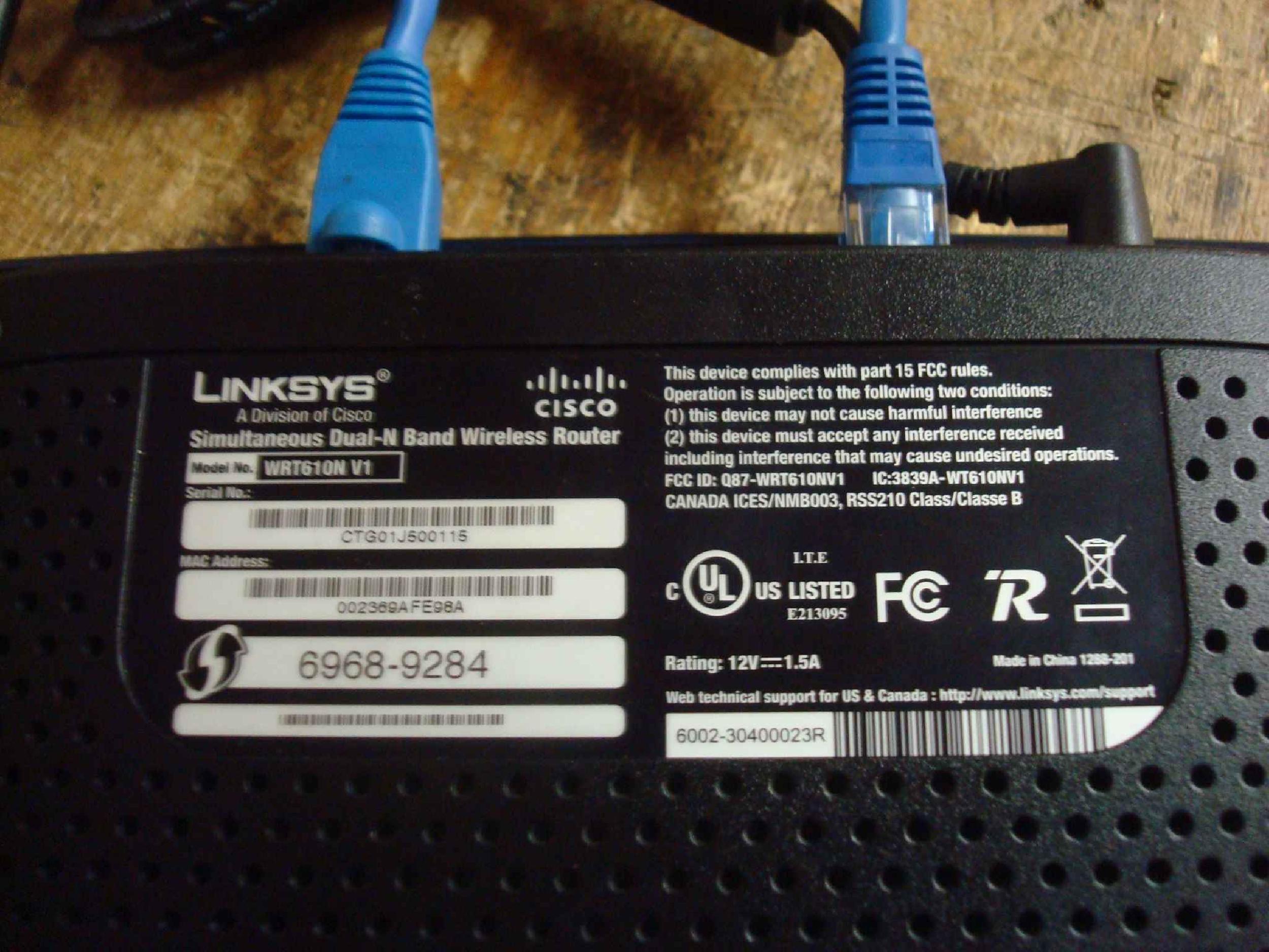 LINKSYS WRT610N V1 SIMULTANEOUS DUAL-B BRAND WIRELESS ROUTER