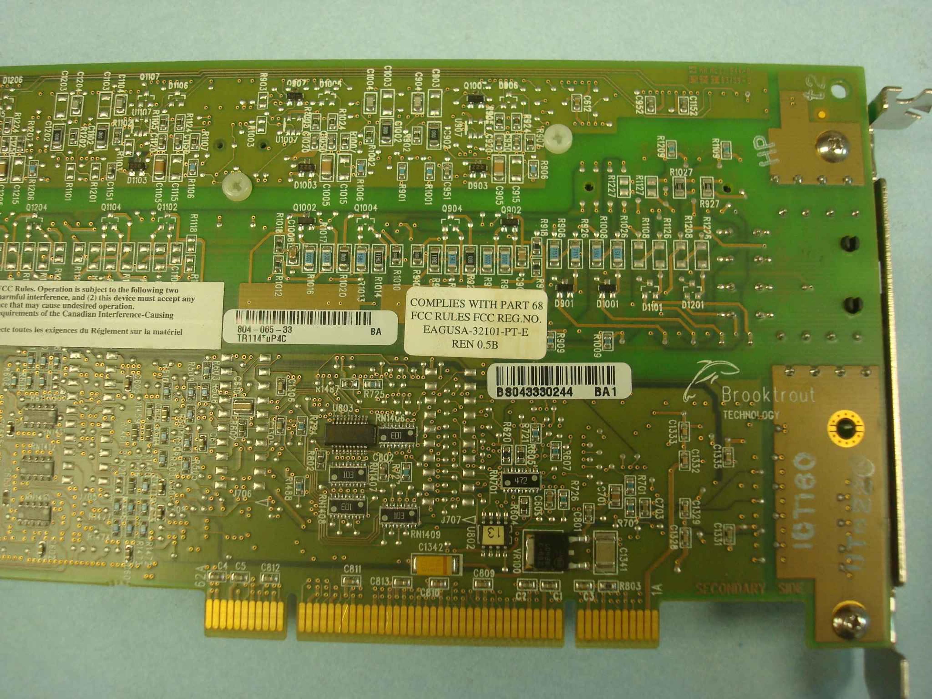 BROOKTROUT TECHNOLOGY INC. 804-065-33 PCI FAX BOARD BROOKTROUT