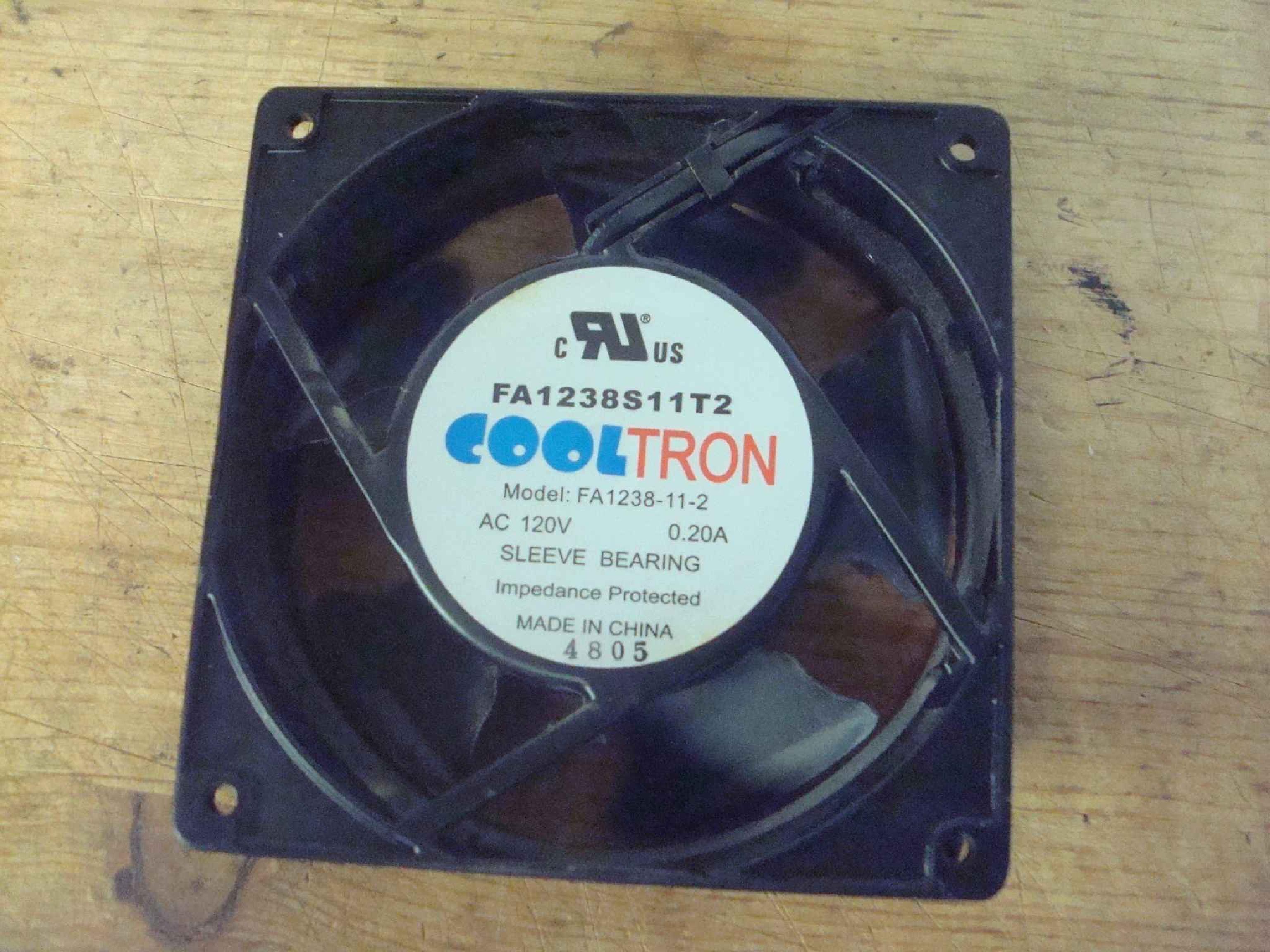 COOLTRON FA1238S11T2 FAN 120X120X38MM 12VAC 0.20AMP SLEEVE BEARING