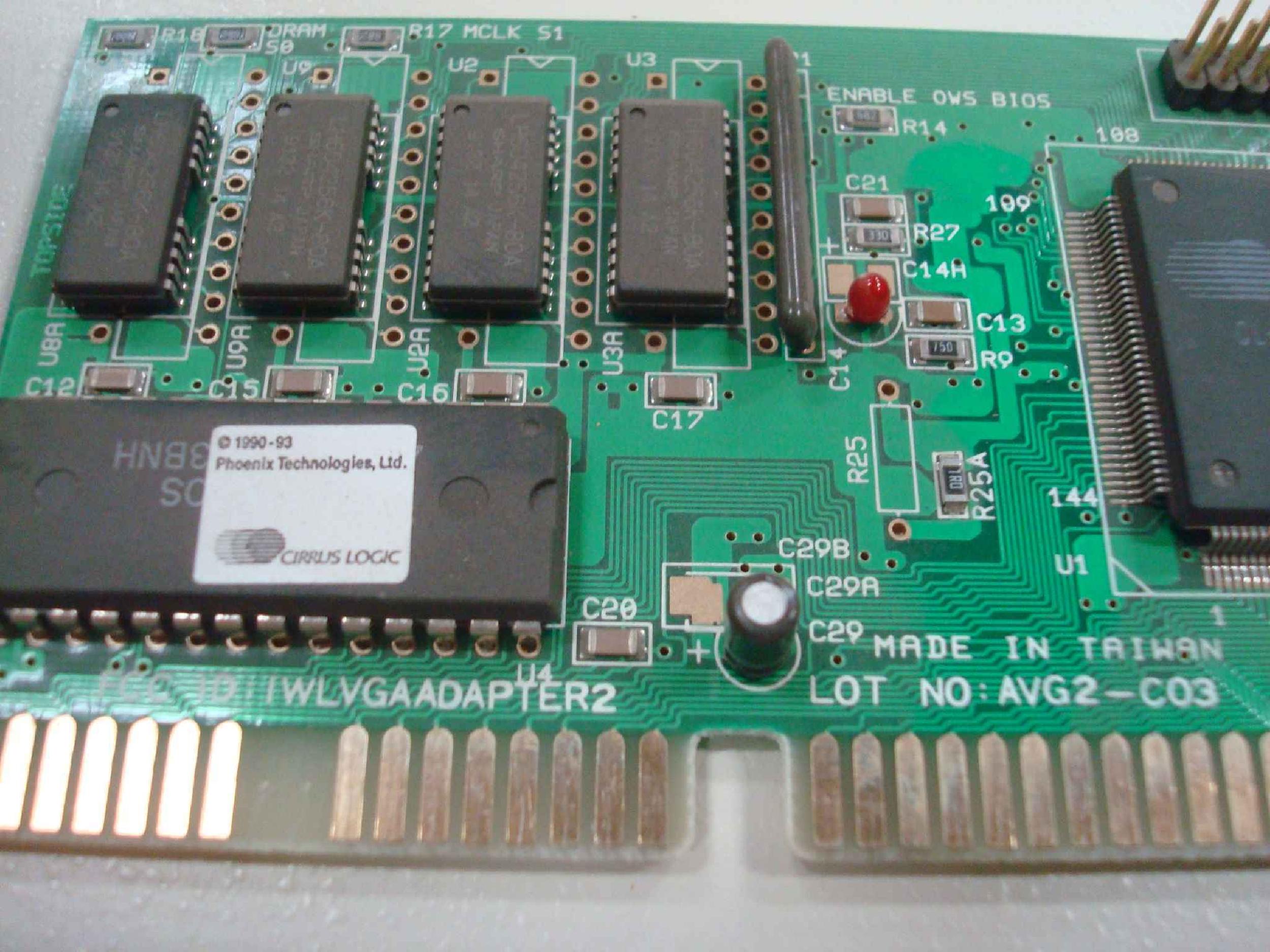 CIRRUS LOGIC IWLVGAADAPTER2 16BIT ISA VGA CARD CL-GD5402-65QC-B