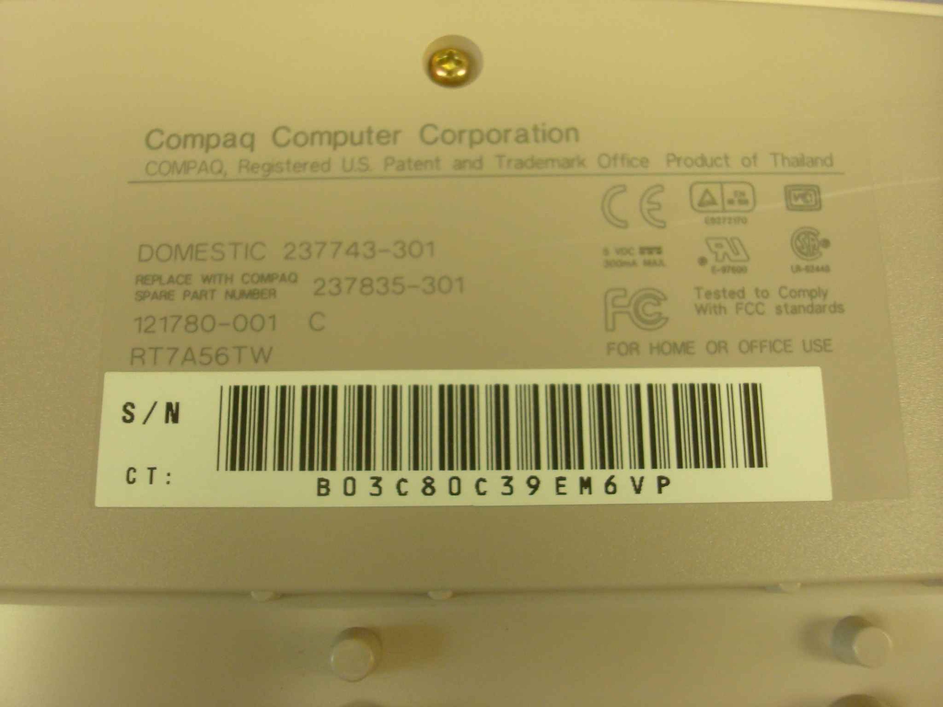 COMPAQ / HEWLETT PACKARD / HP 237743-301 COMPATIBLE PS2 KEYBOARD 6PIN MINI DIN