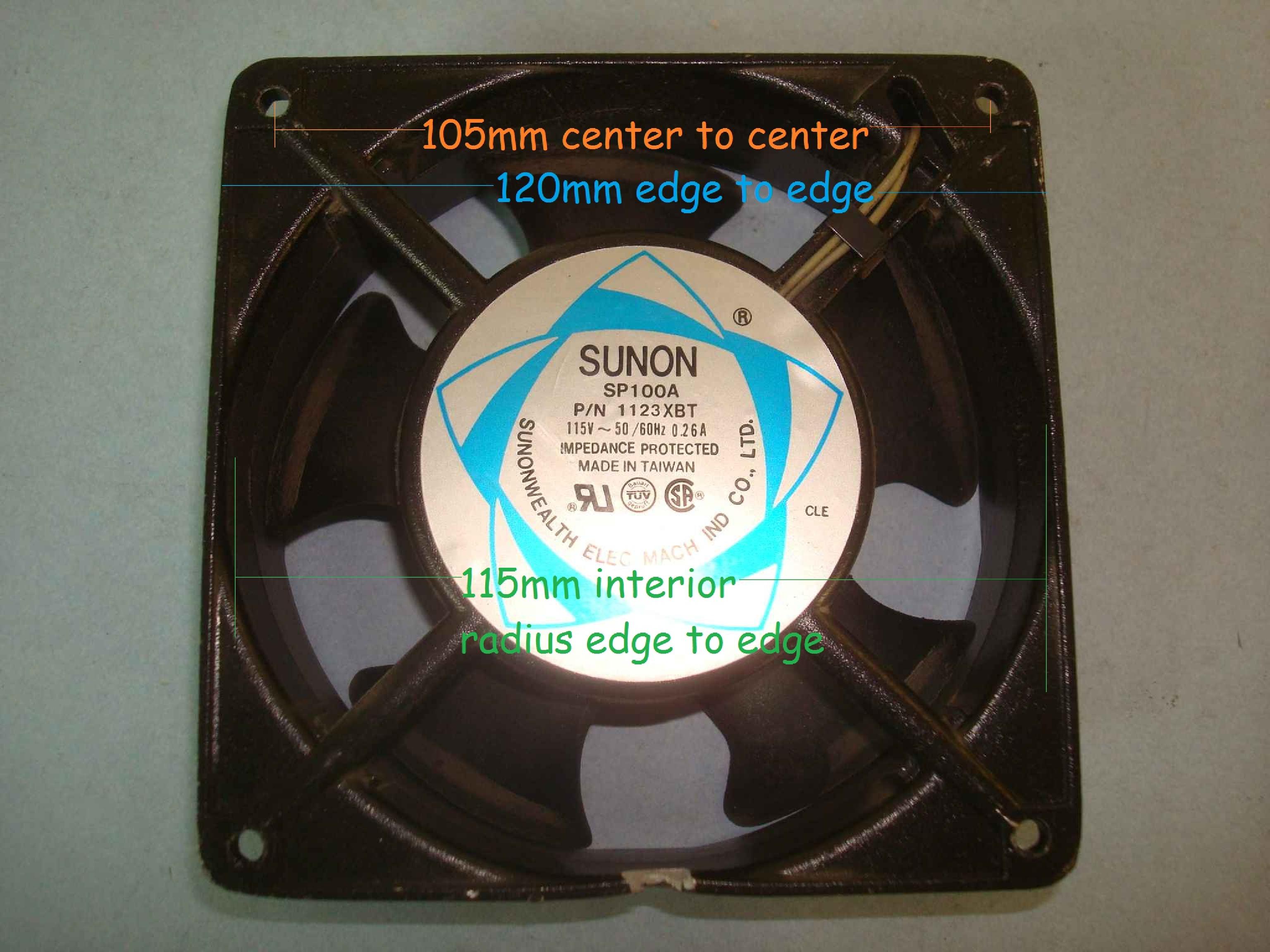 SUNON 1123XBT TUBEAXIAL FAN 115VAC 117 CFM 120 X 120 X 38MM