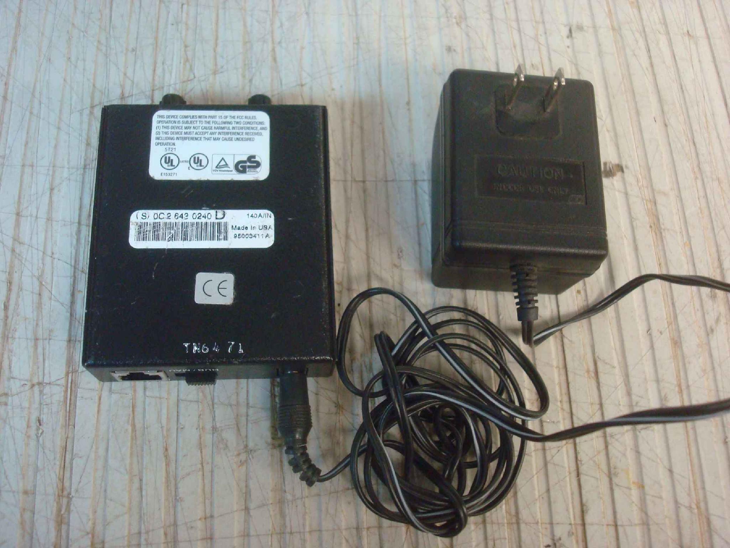 DIGI INTERNATIONAL 140A/IN 10 BASE FL TO 10 BASE T FIBER TO ETHERNET CONVERTER 12VAC TRANSFORMER