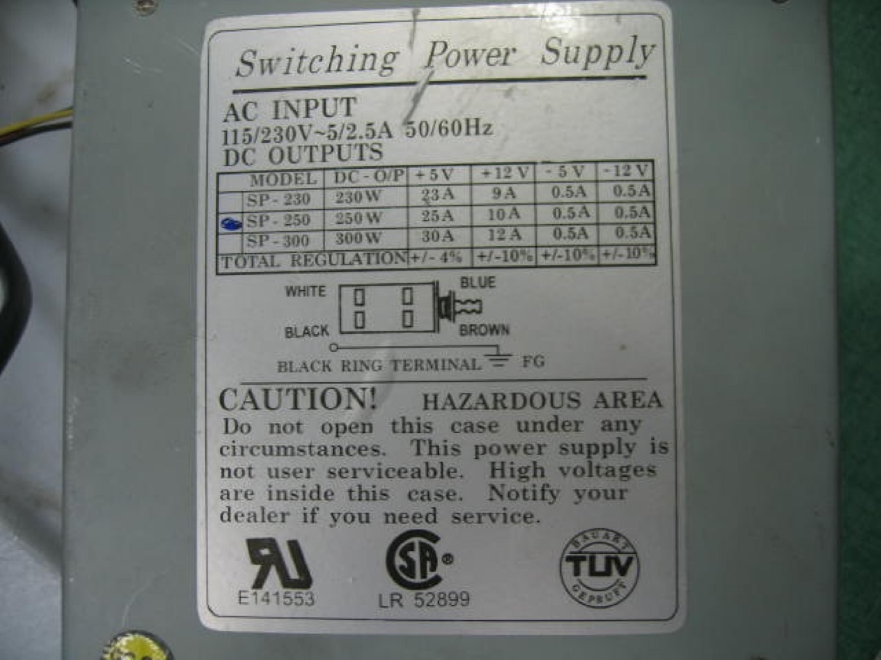 SWITCHING SP-250 250W AT POWER SUPPLY