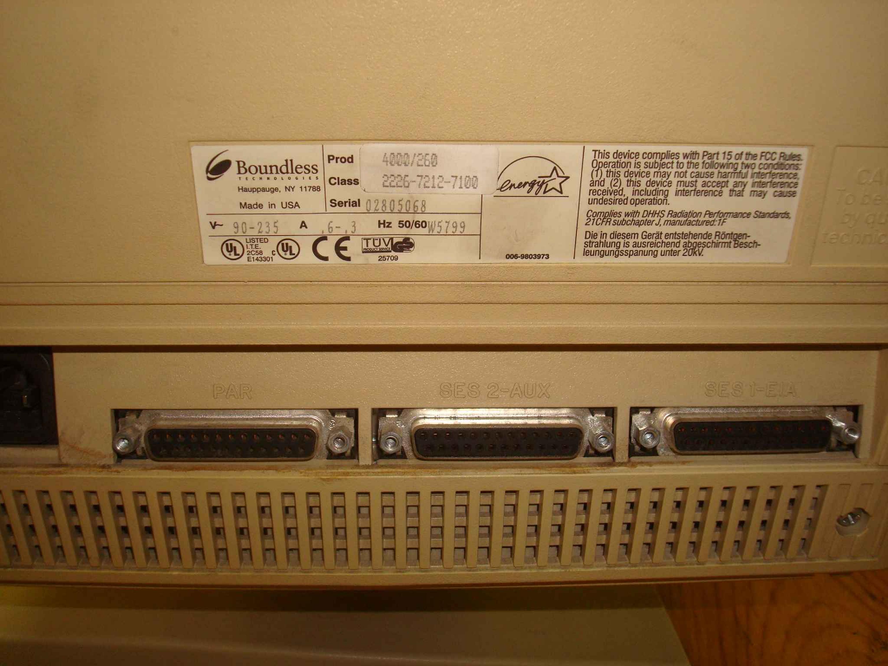 BOUNDLESS 2226-7212-7100 TERMINAL WITH PARALLEL SES2 AUX SES1 EIS RJ12(KB) PORTS