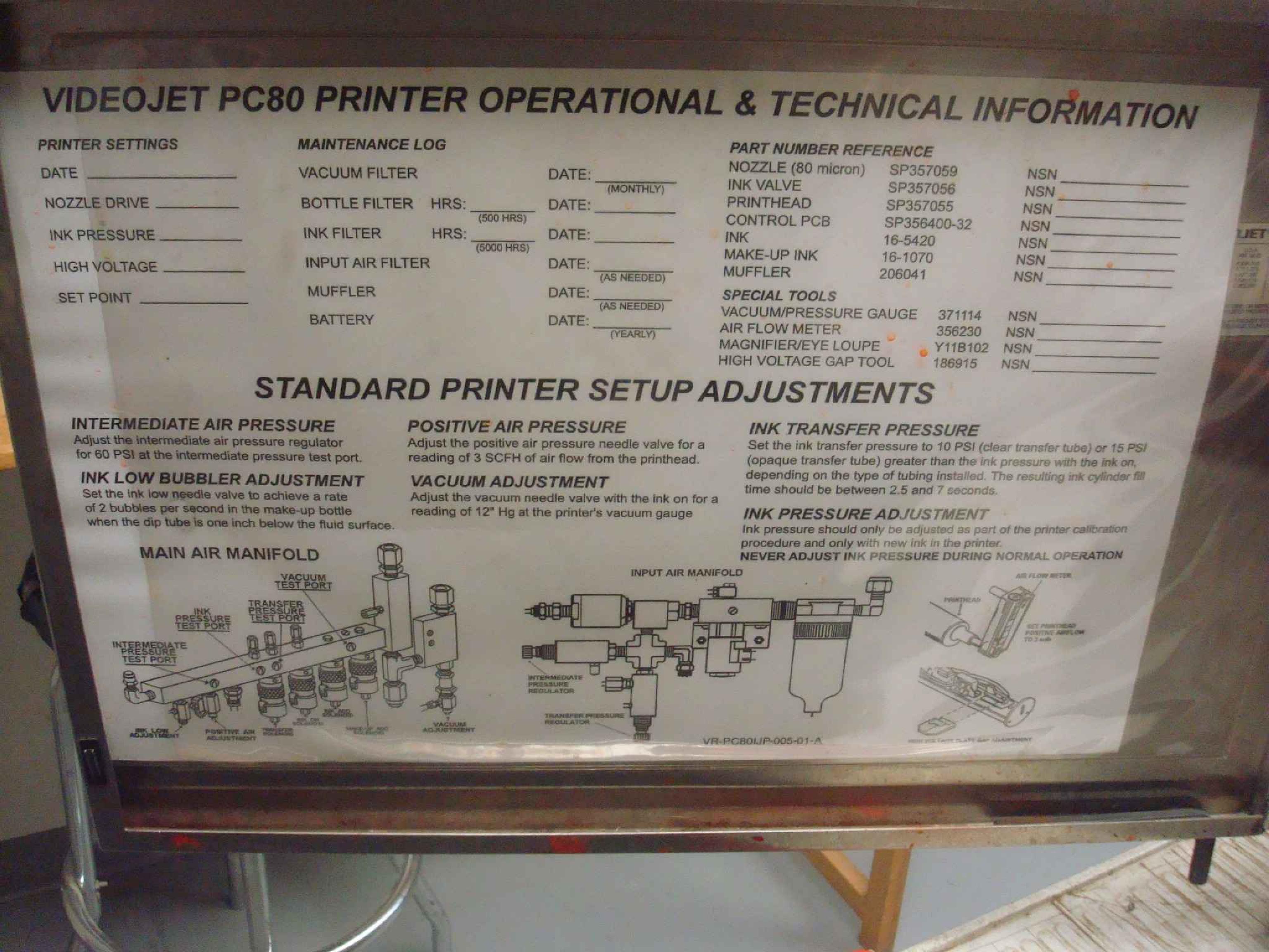 VIDEOJET PC/80 INK JET MARKING MACHINE