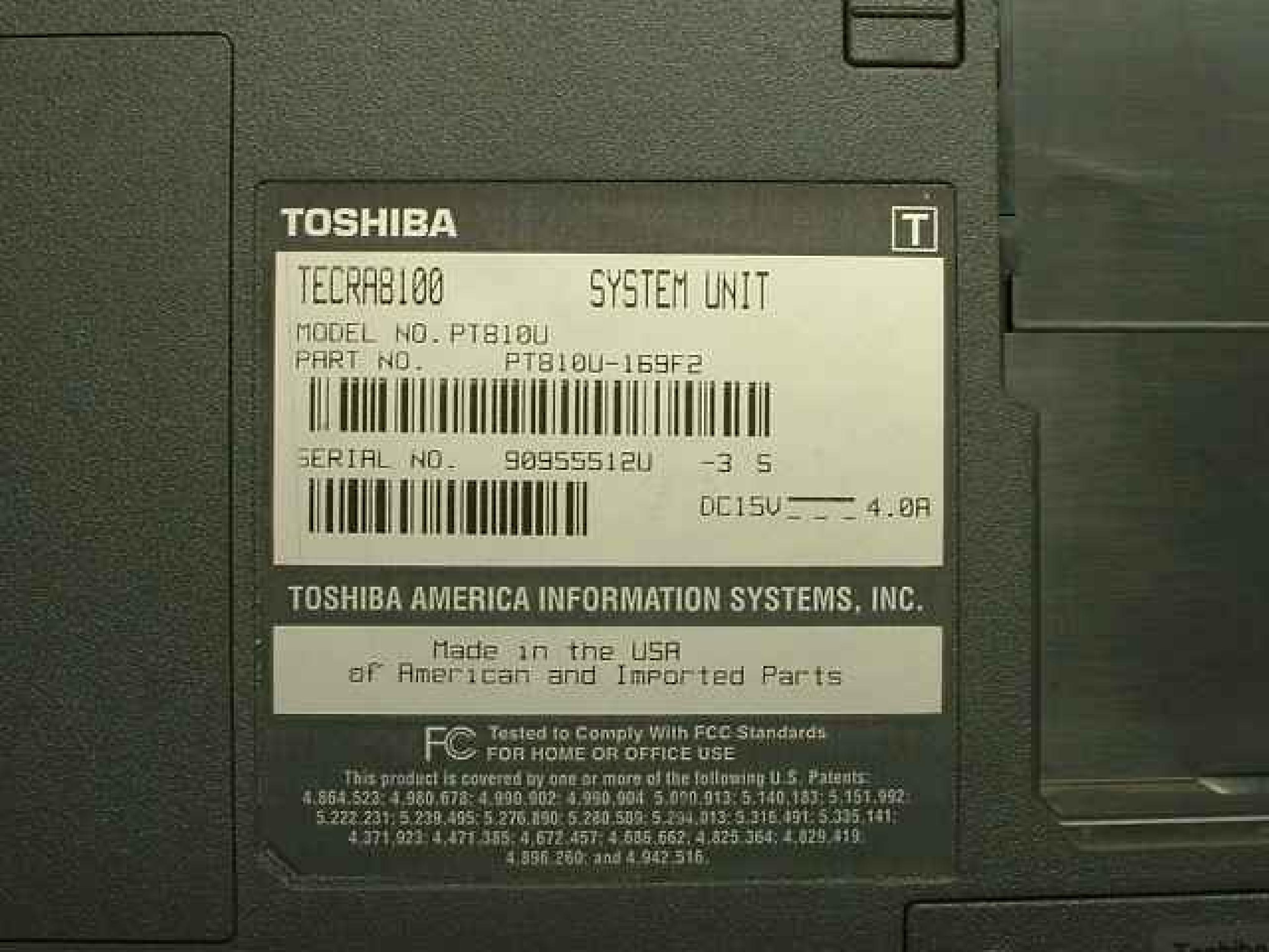 TOSHIBA TECRA 8100 FOR PARTS ONLY, TECRA 8100, NO HD, NO POWER