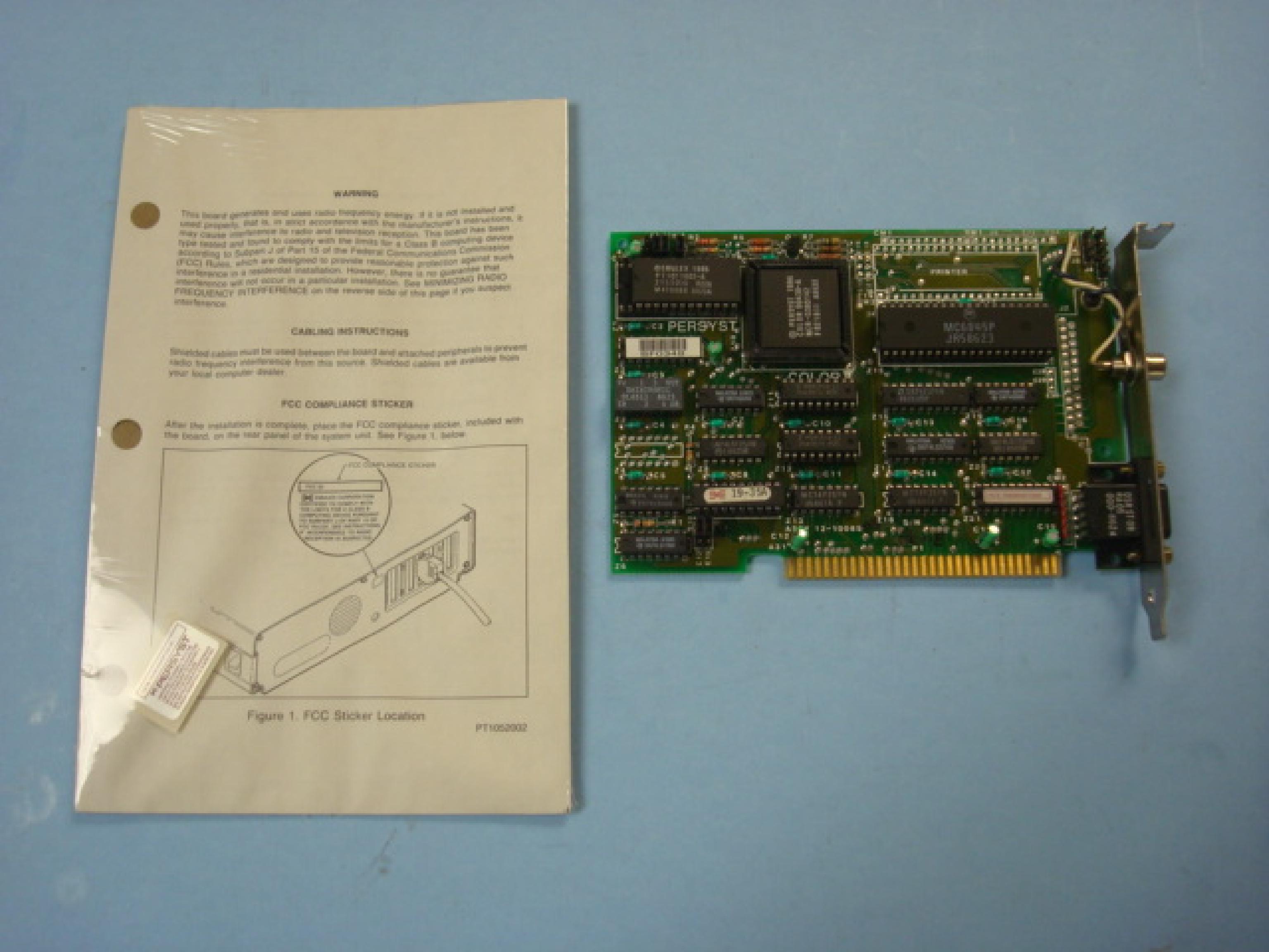 PERSYST 60-10085-06 CGA 8BIT ISA CARD DB9 PIN TTL & COMPOSITE