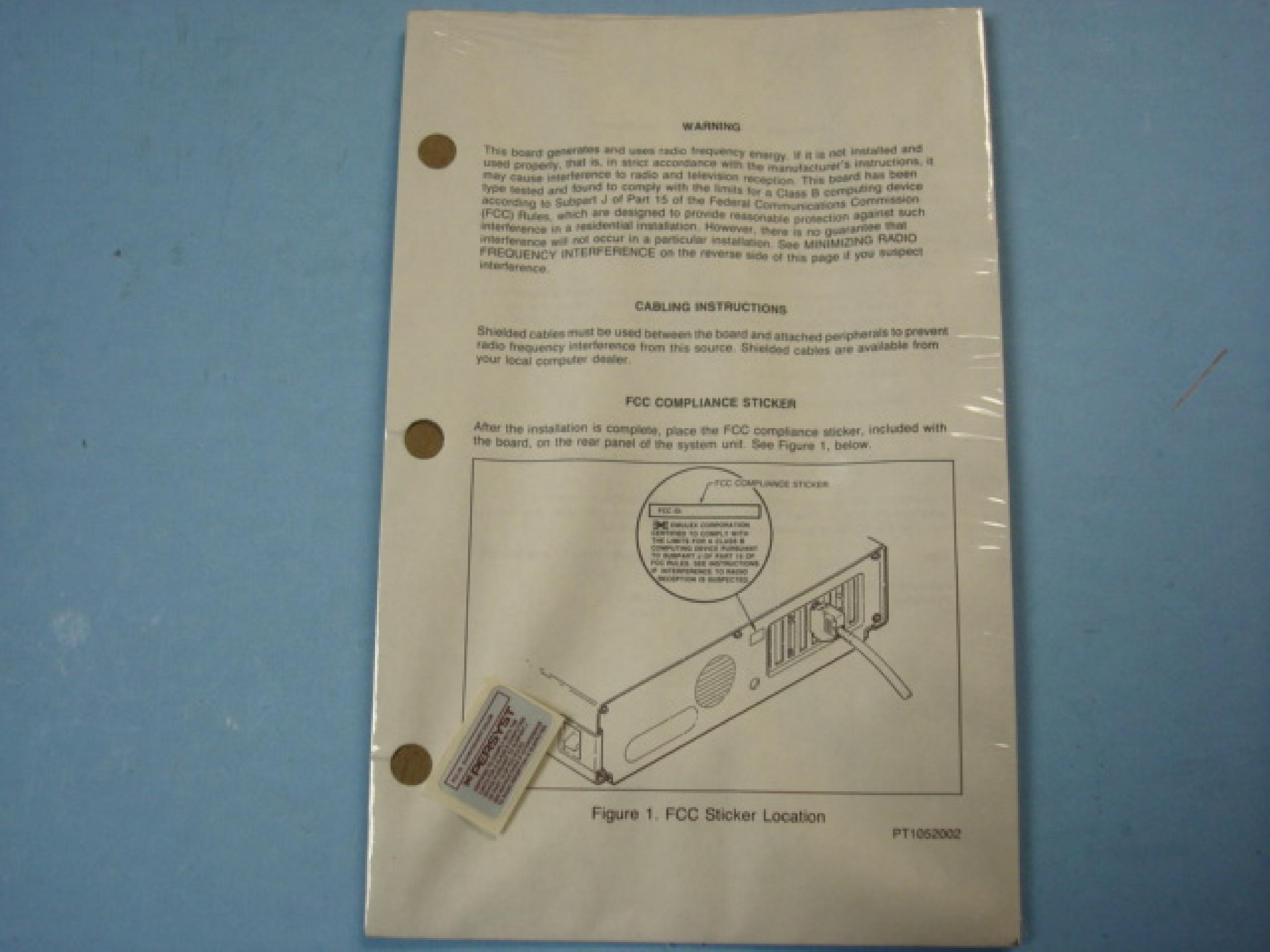 PERSYST 60-10085-06 CGA 8BIT ISA CARD DB9 PIN TTL & COMPOSITE