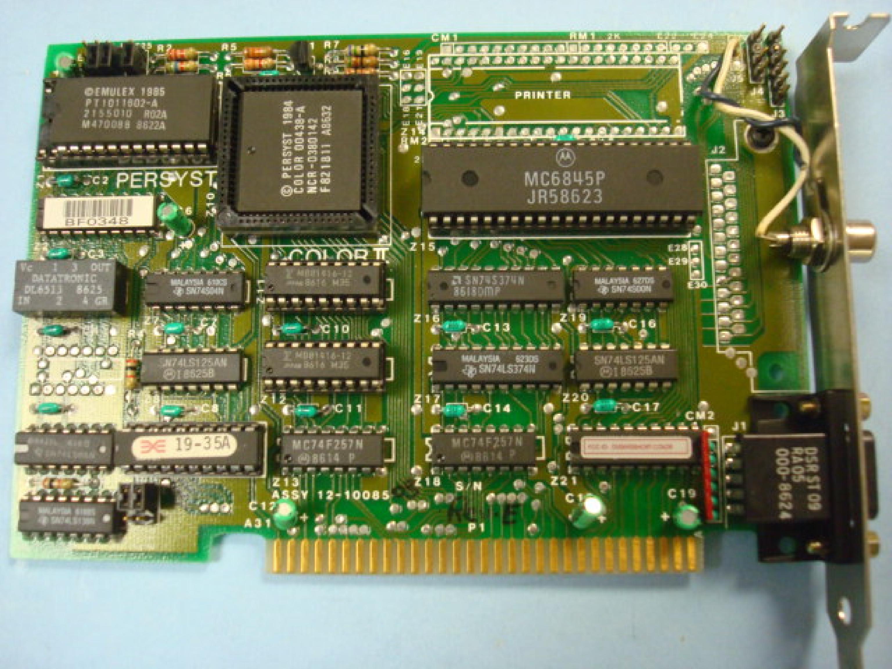 PERSYST 60-10085-06 CGA 8BIT ISA CARD DB9 PIN TTL & COMPOSITE