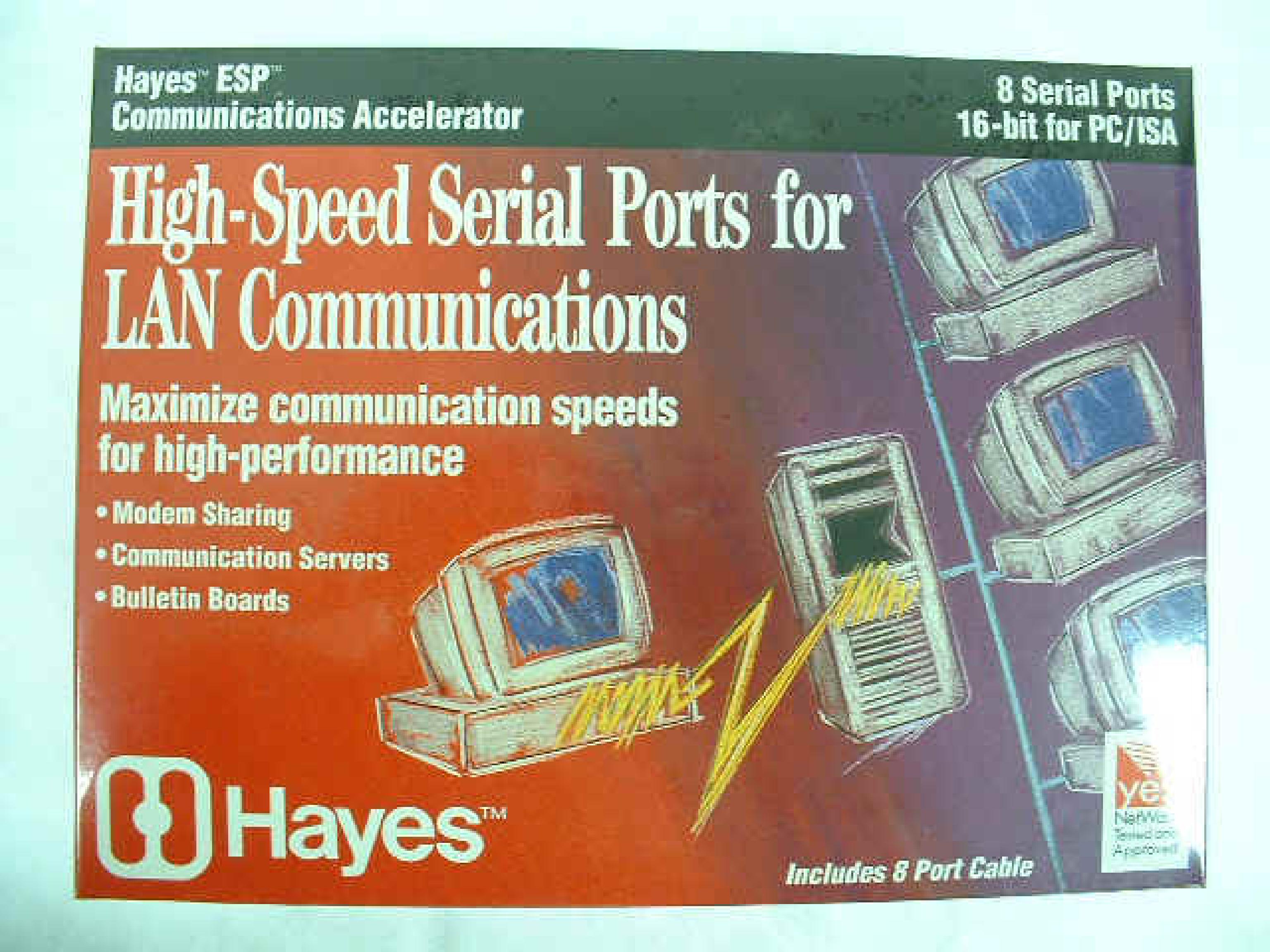 HAYES 08-01356 ESP 8 PORT HIGH SPEED SERIAL CARD WITH CABLE