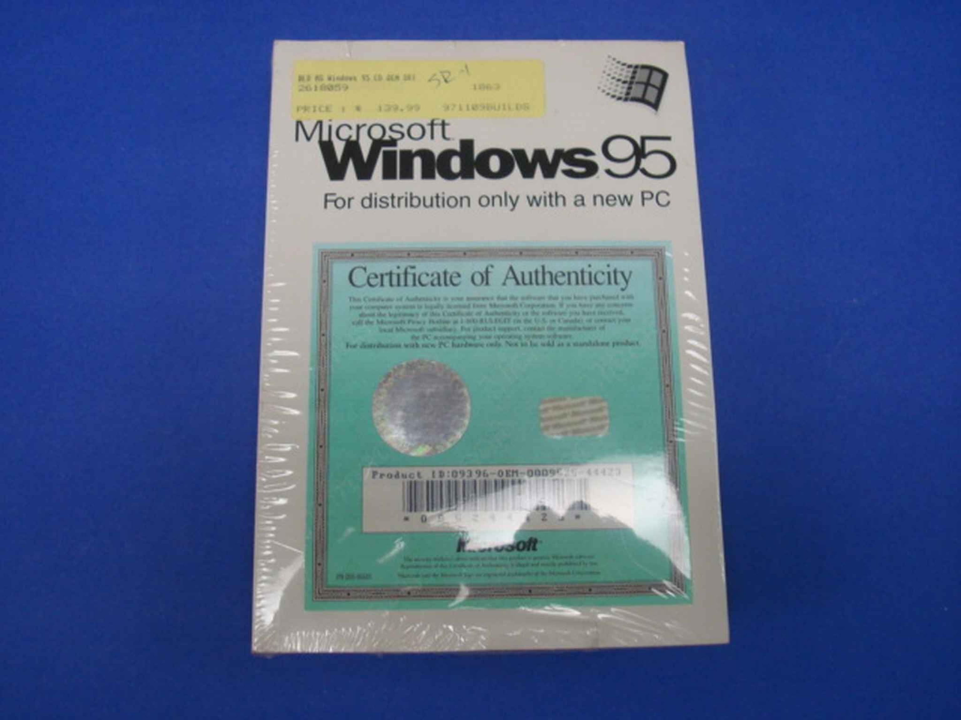 MICROSOFT 30781 WINDOWS 95 SR1 CD MANUAL LICENSE COA HOLIGRAM