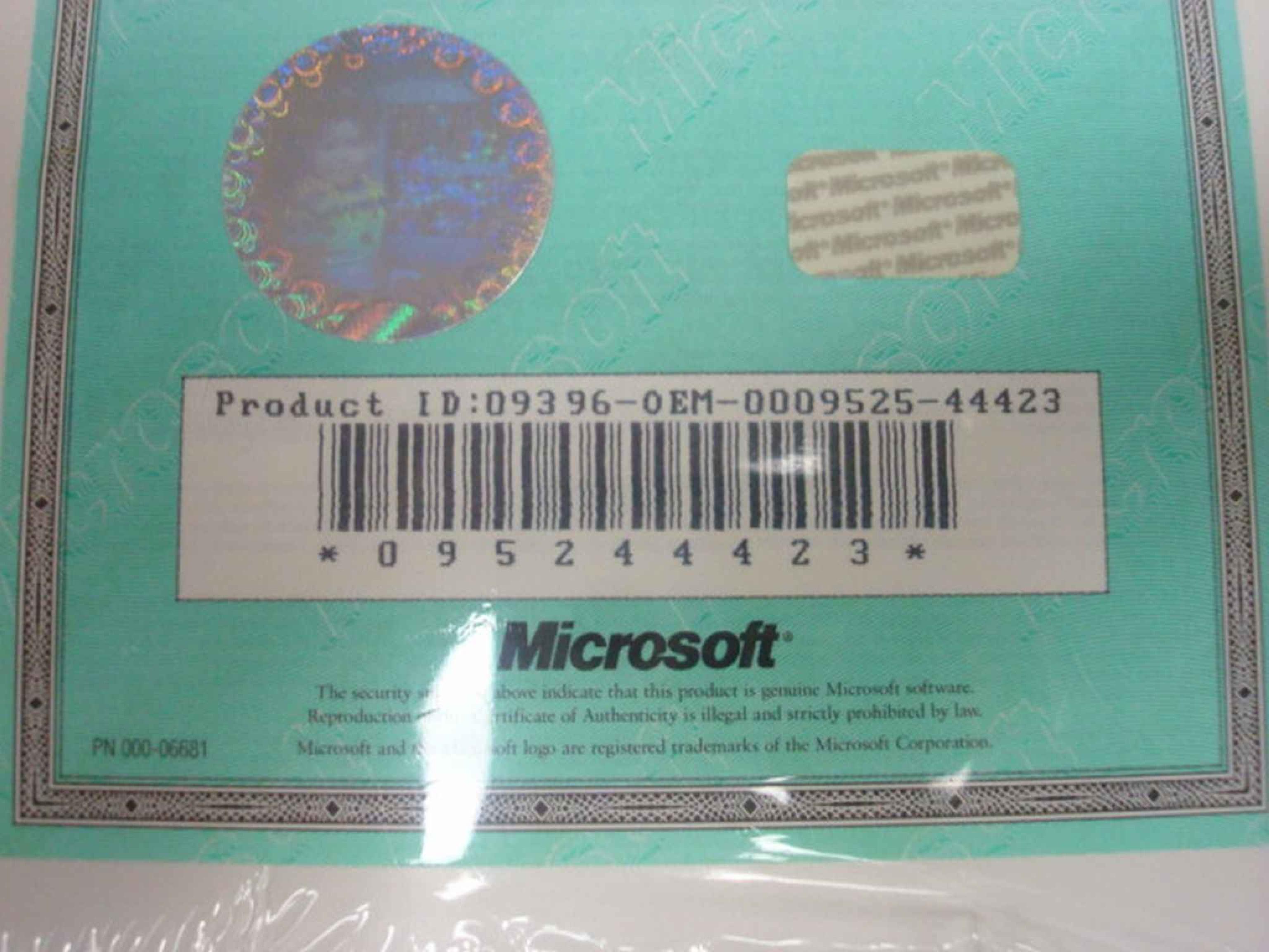 MICROSOFT 30781 WINDOWS 95 SR1 CD MANUAL LICENSE COA HOLIGRAM