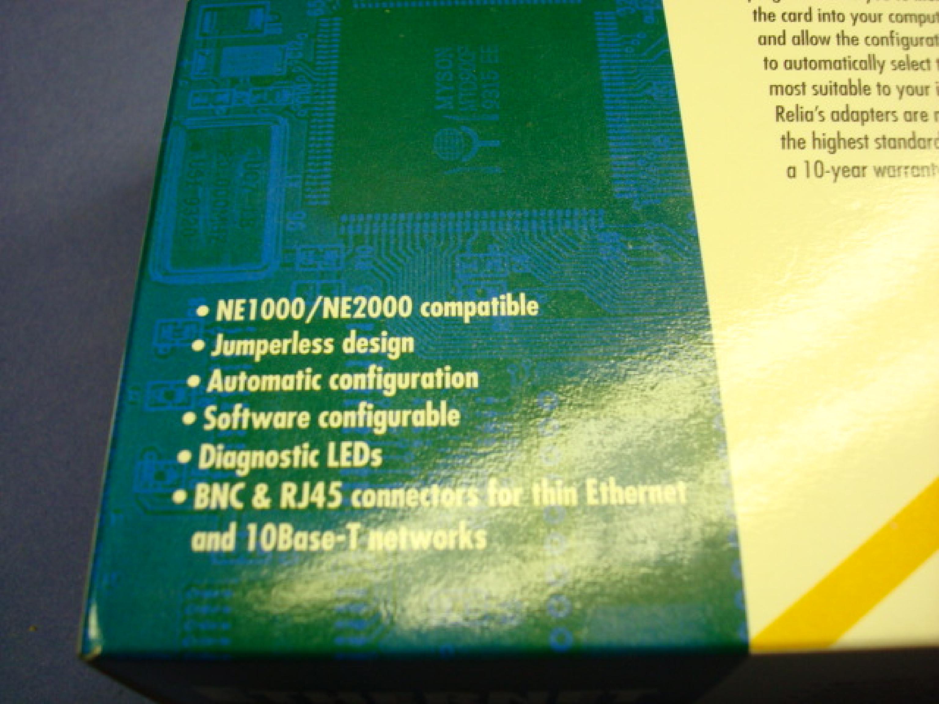 RELIA 94-102000-00 ISA ETHERNET 10BASE-T & COAX NIC