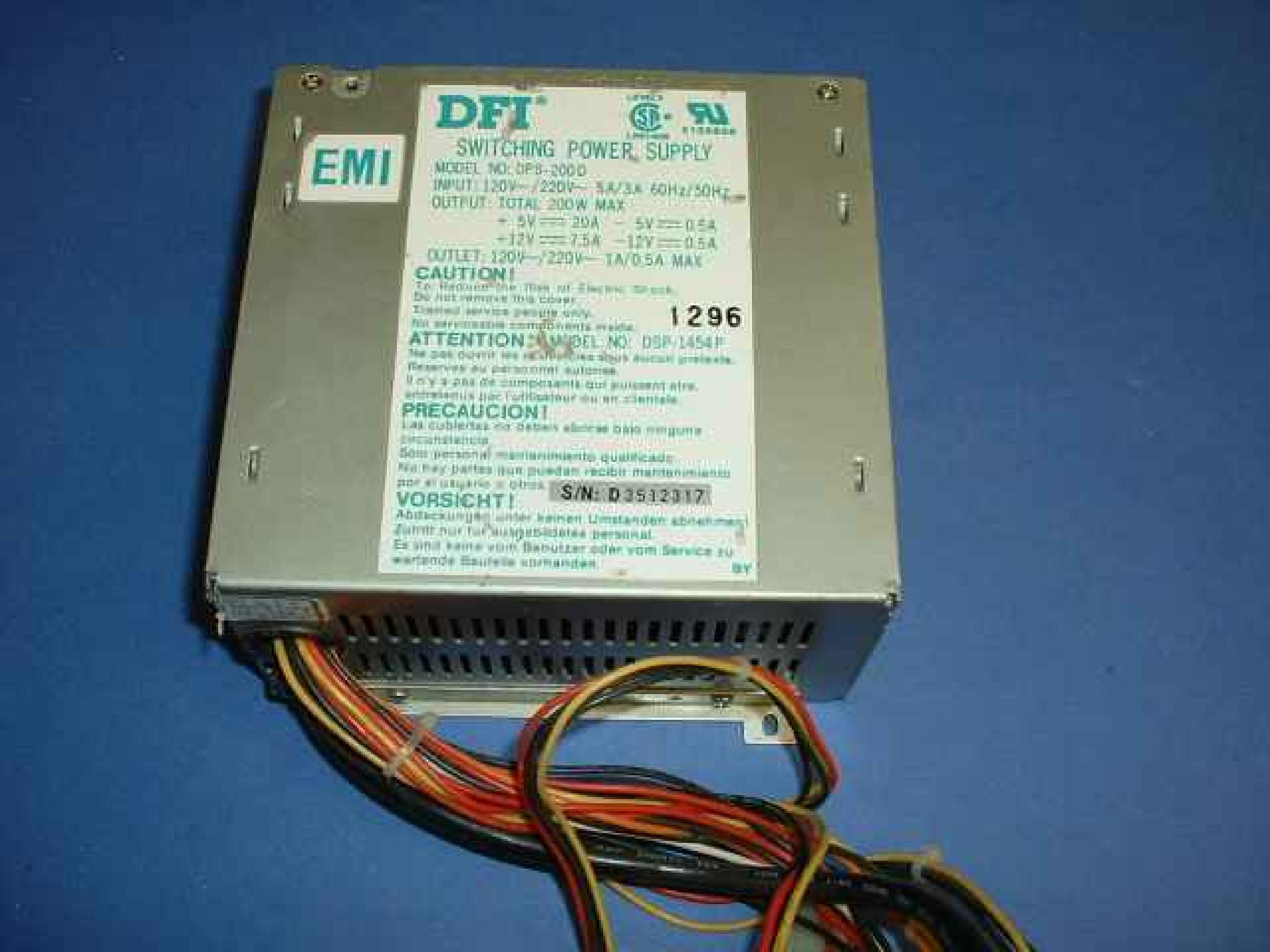 DFI DPS-200D 200 WATT POWER SUPPLY AT STYLE COMPATIBLE ONLY