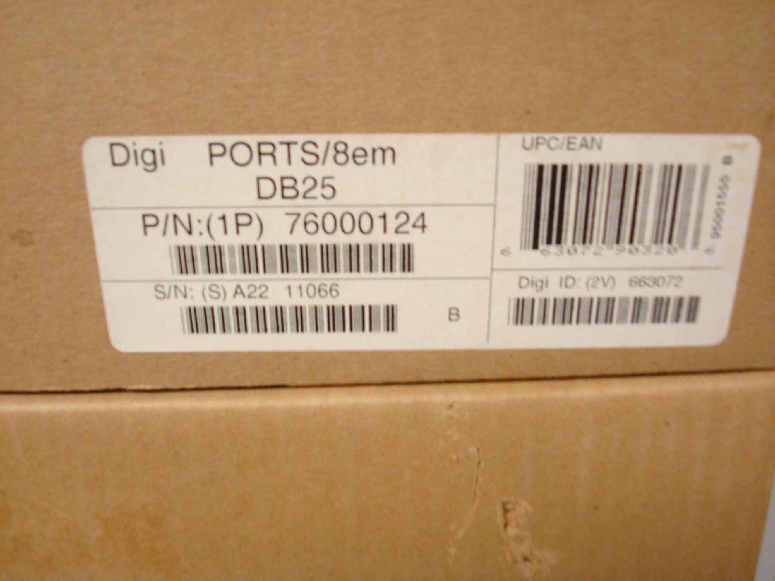 DIGI INTERNATIONAL 76000124 DIGIBOARD PORT/8EM DB25 OPEN BOX
