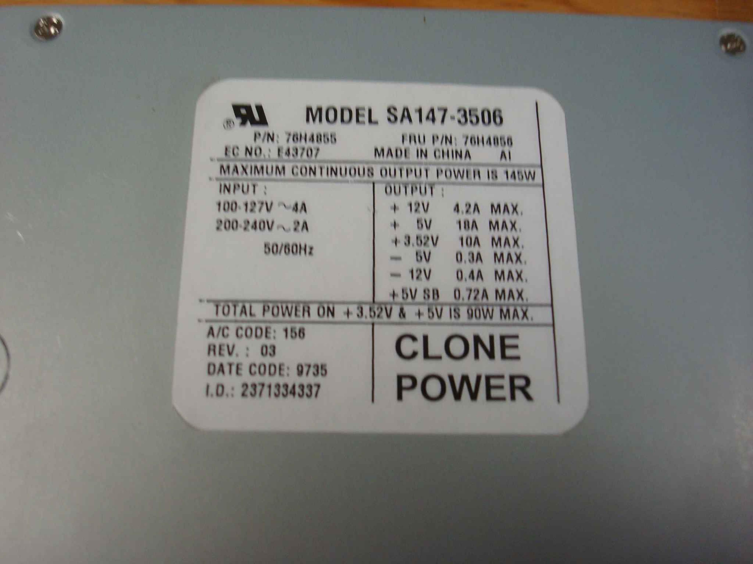 IBM 76H4856-CLONE POWER SUPPLY