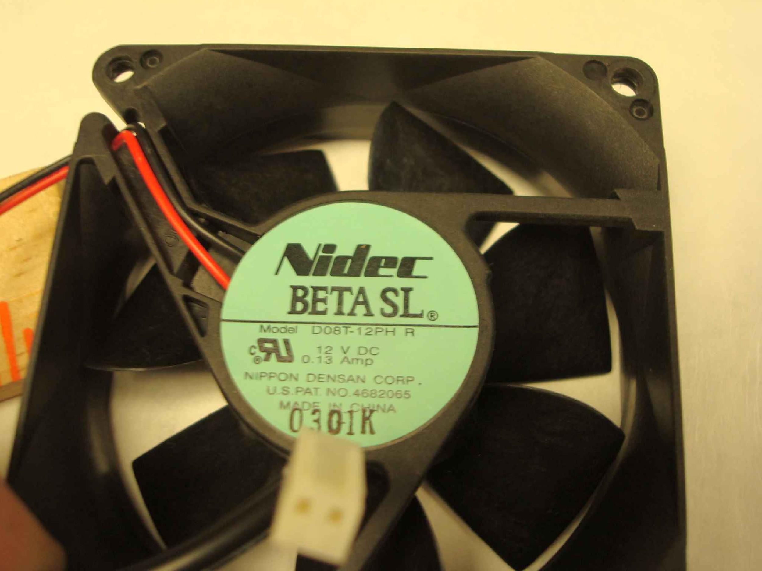 NIDEC D08T-12PH R PULL FAN 12VDC 92MM BY 25MM 2 WIRES WITH 6INCH CABLE AND 2PIN CONNECTOR