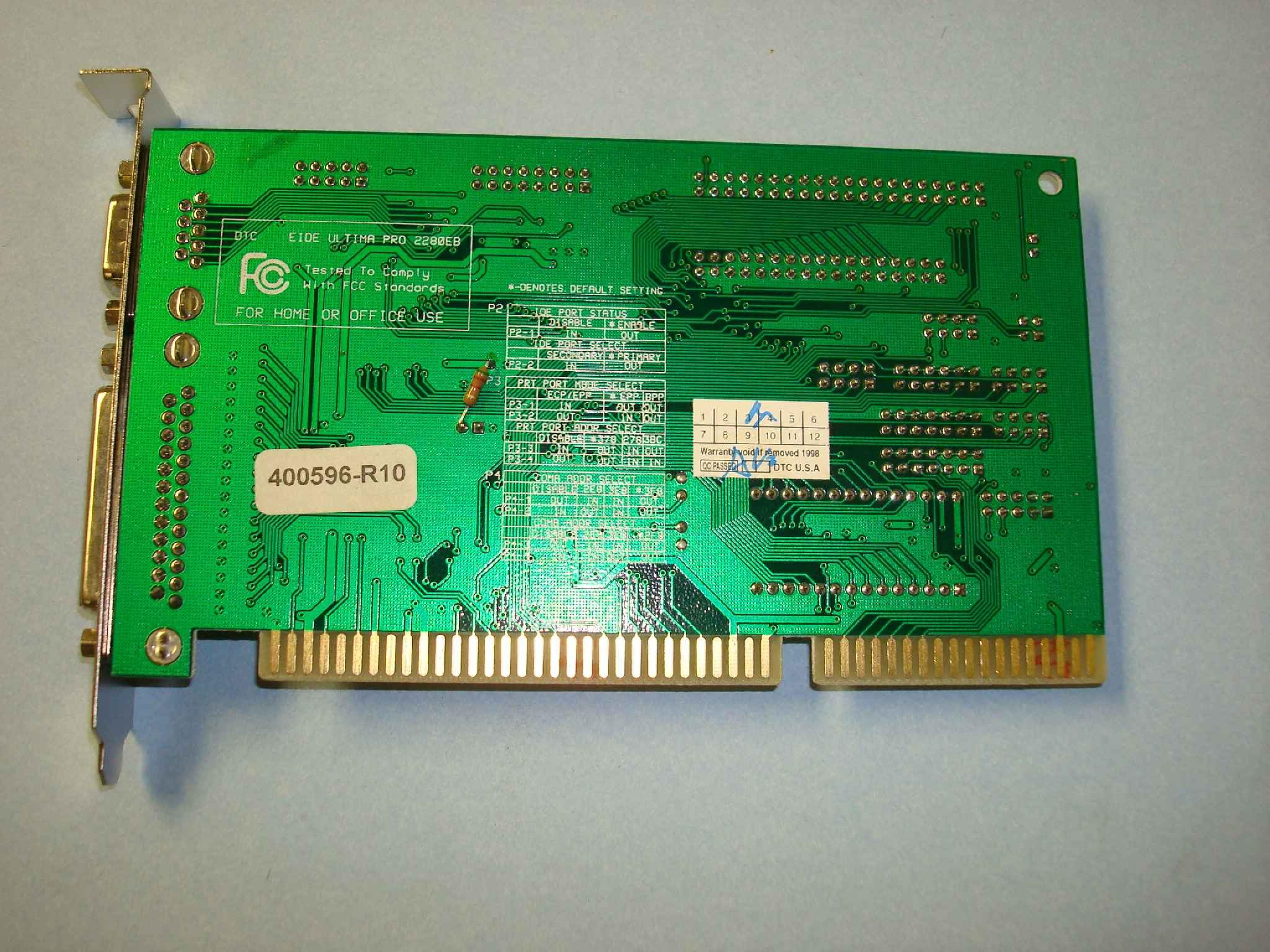 DTC / DATA TECHNOLOGY CORPORATION 070-222802076 FAST ISA EIDE CONTROLLER 2 SERIAL PARALLEL GAME FLOPPY CONTROLLER WITH JUMPERS