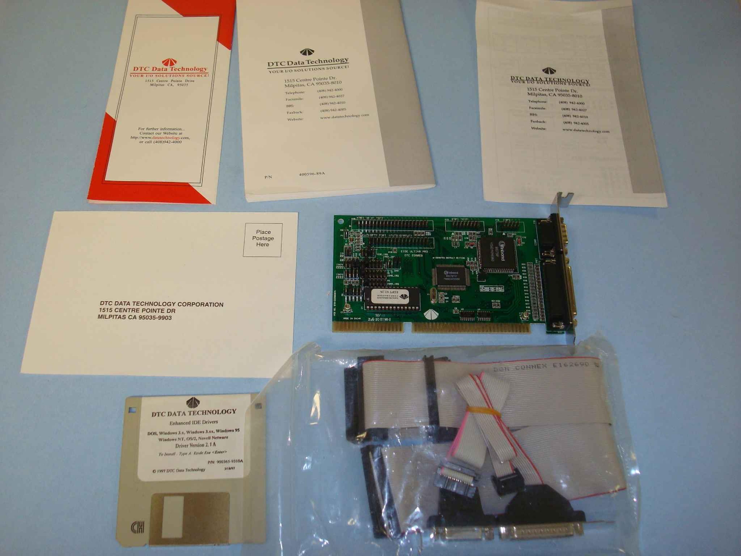 DTC / DATA TECHNOLOGY CORPORATION 070-222802076 FAST ISA EIDE CONTROLLER 2 SERIAL PARALLEL GAME FLOPPY CONTROLLER WITH JUMPERS