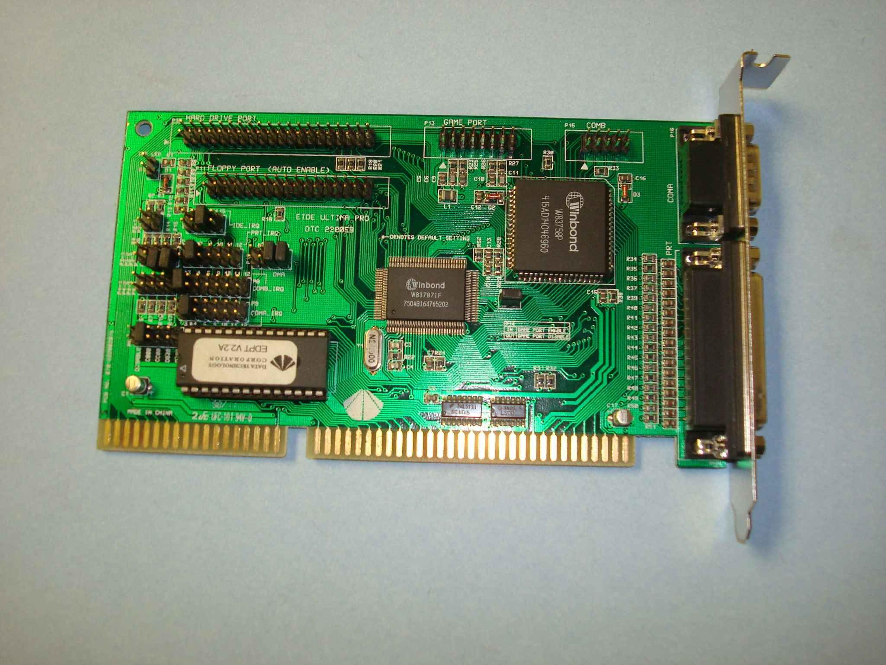 DTC / DATA TECHNOLOGY CORPORATION 400596-R10 FAST ISA EIDE CONTROLLER 2 SERIAL PARALLEL GAME FLOPPY CONTROLLER WITH JUMPERS