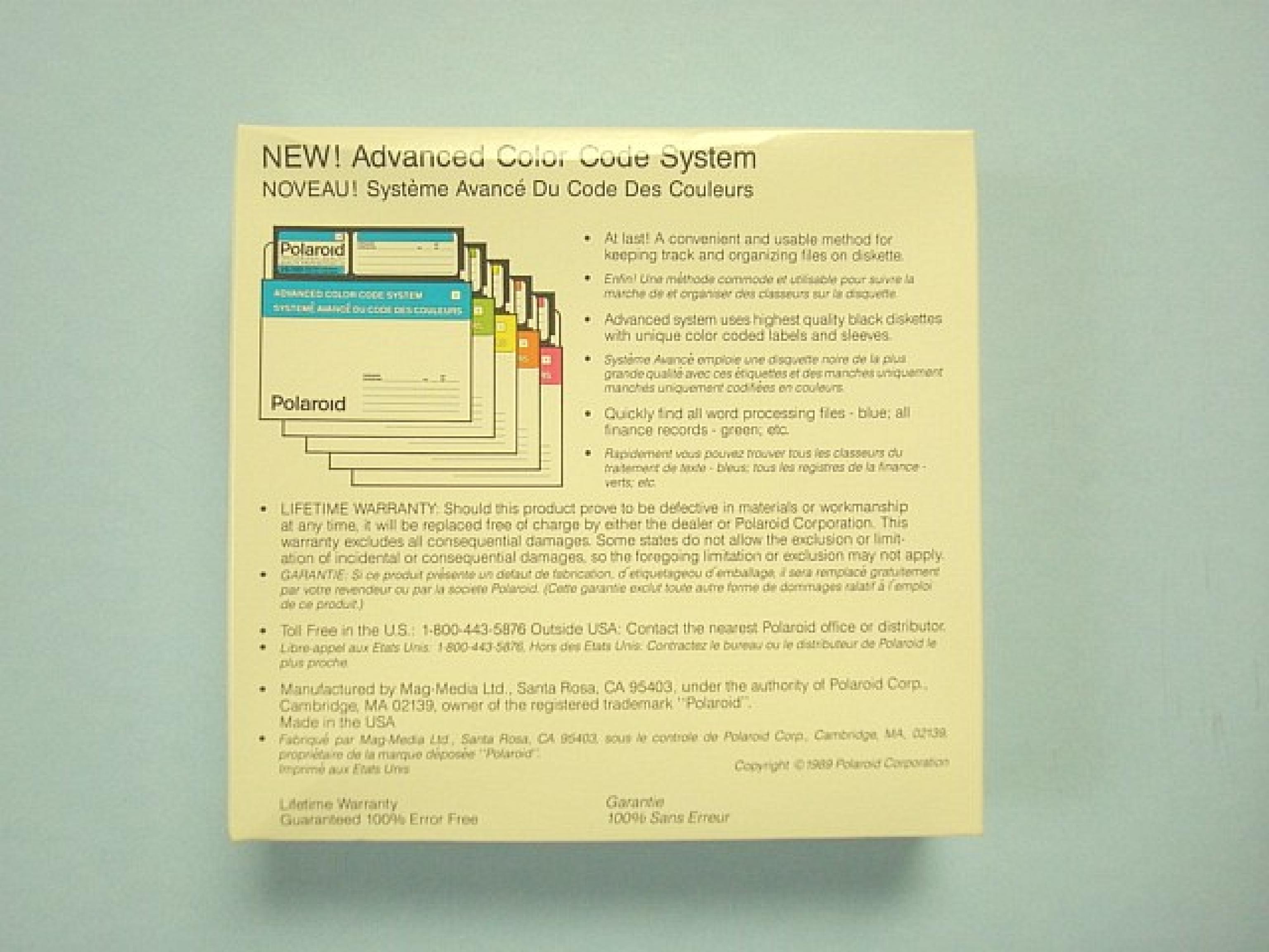 POLAROID 74100150811 BOX OF TEN 5.25 INCH 5 1/4 1.2MB DISKETTES 2S/HD DSHD TEN INDIVIDUAL DISKETTES