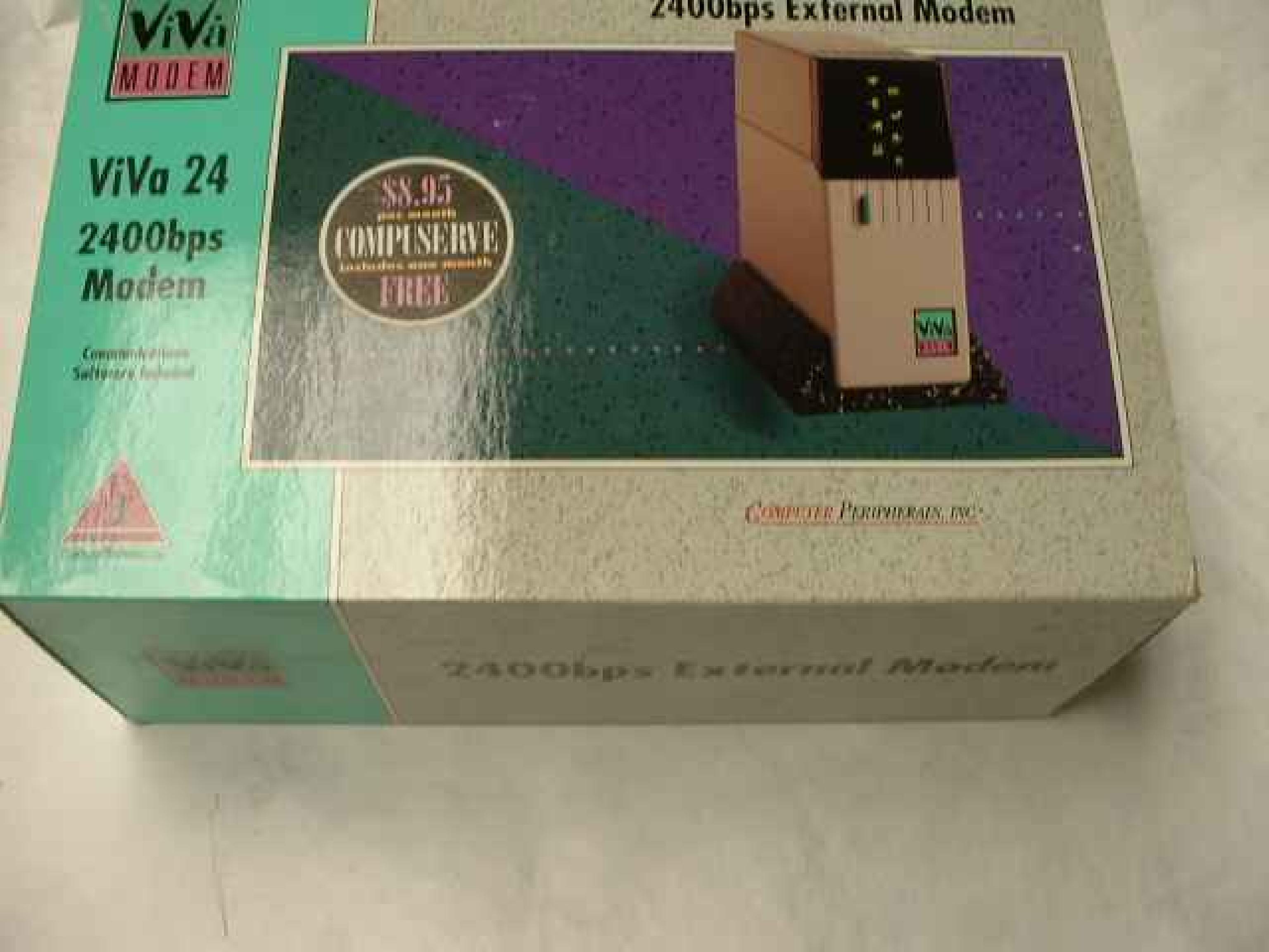 COMPUTER PERIPHERALS INC VIVA 24 2400 BAUD EXTERNAL MODEM FULL RETAIL PACKAGE