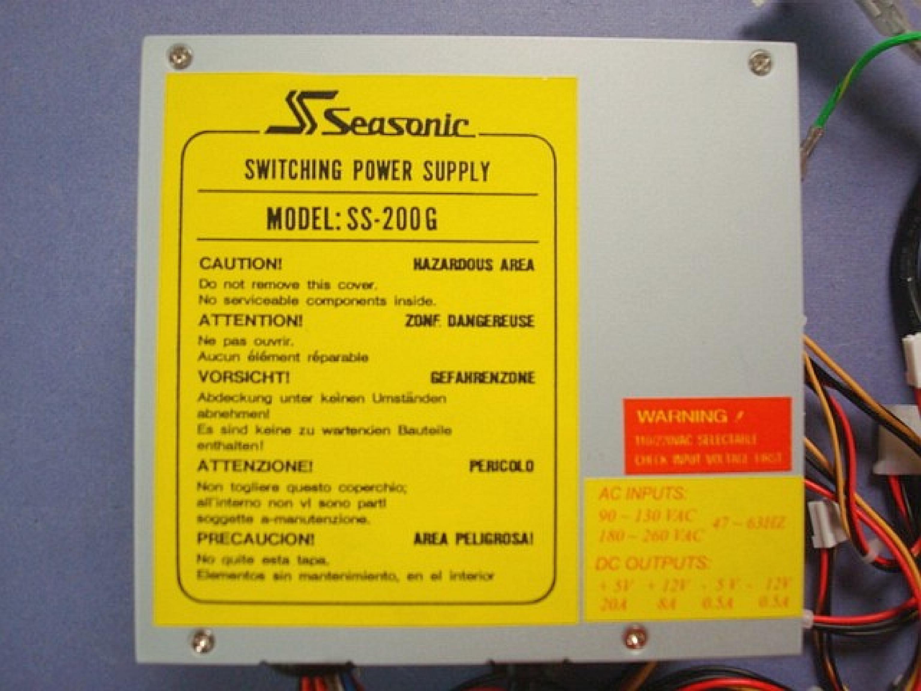 SEASONIC SS-200G AT STYLE POWER SUPPLY WITH REMOTE SWITCH