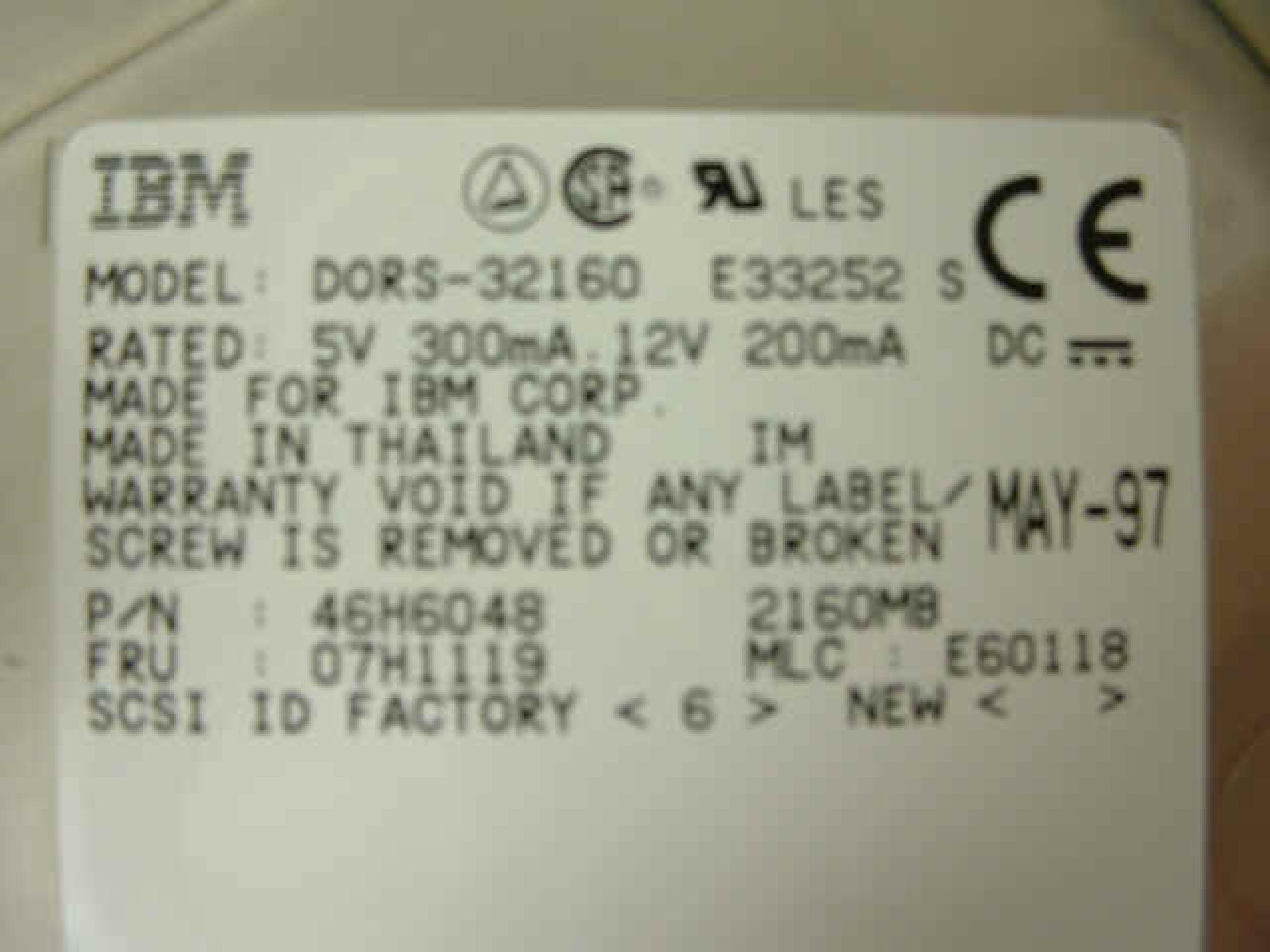 IBM DORS-32160 2.1GB 68 PIN SCSI DRIVE FACTORY SEALED