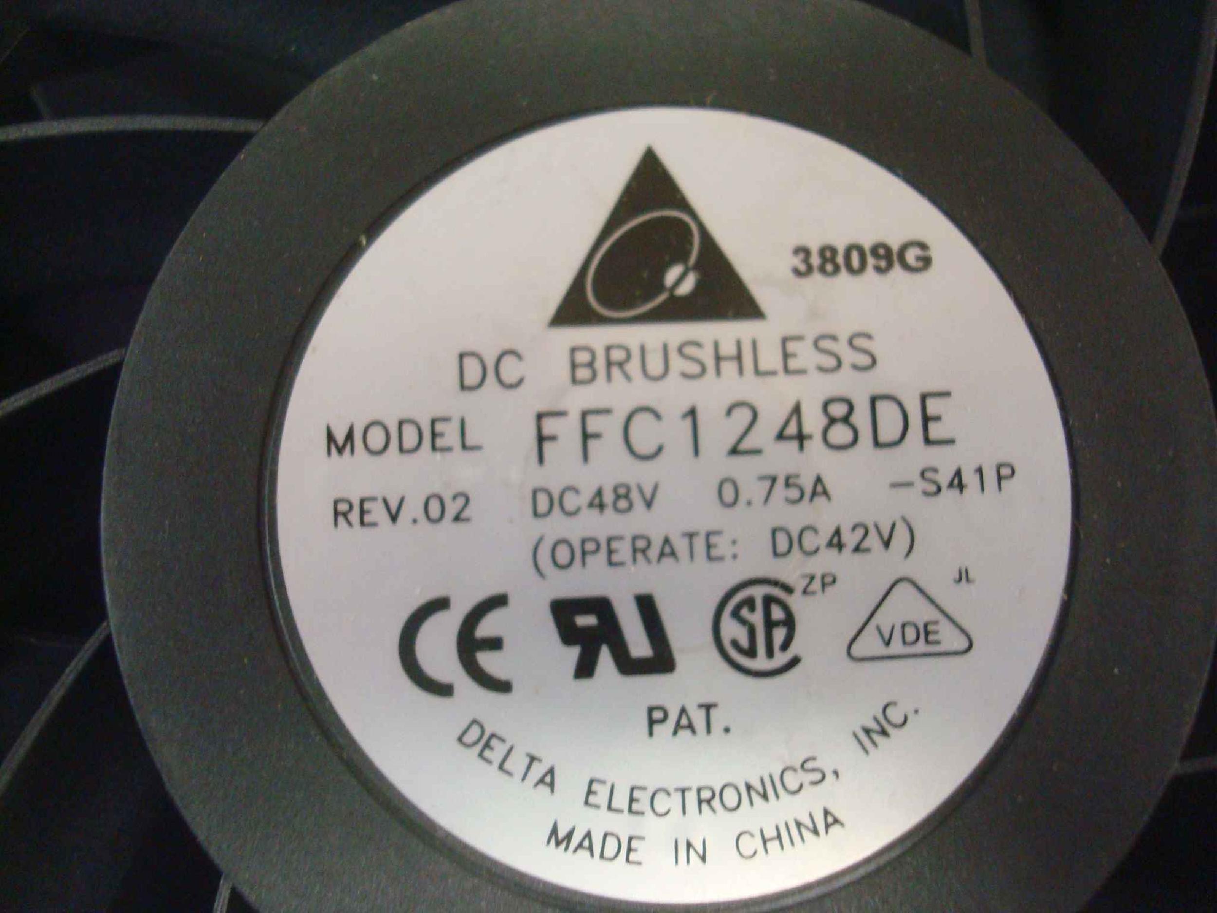 DELTA ELECTRONICS FFC1248DE FAN - 48VOLTS 0.75 AMP 120MM X 38MM